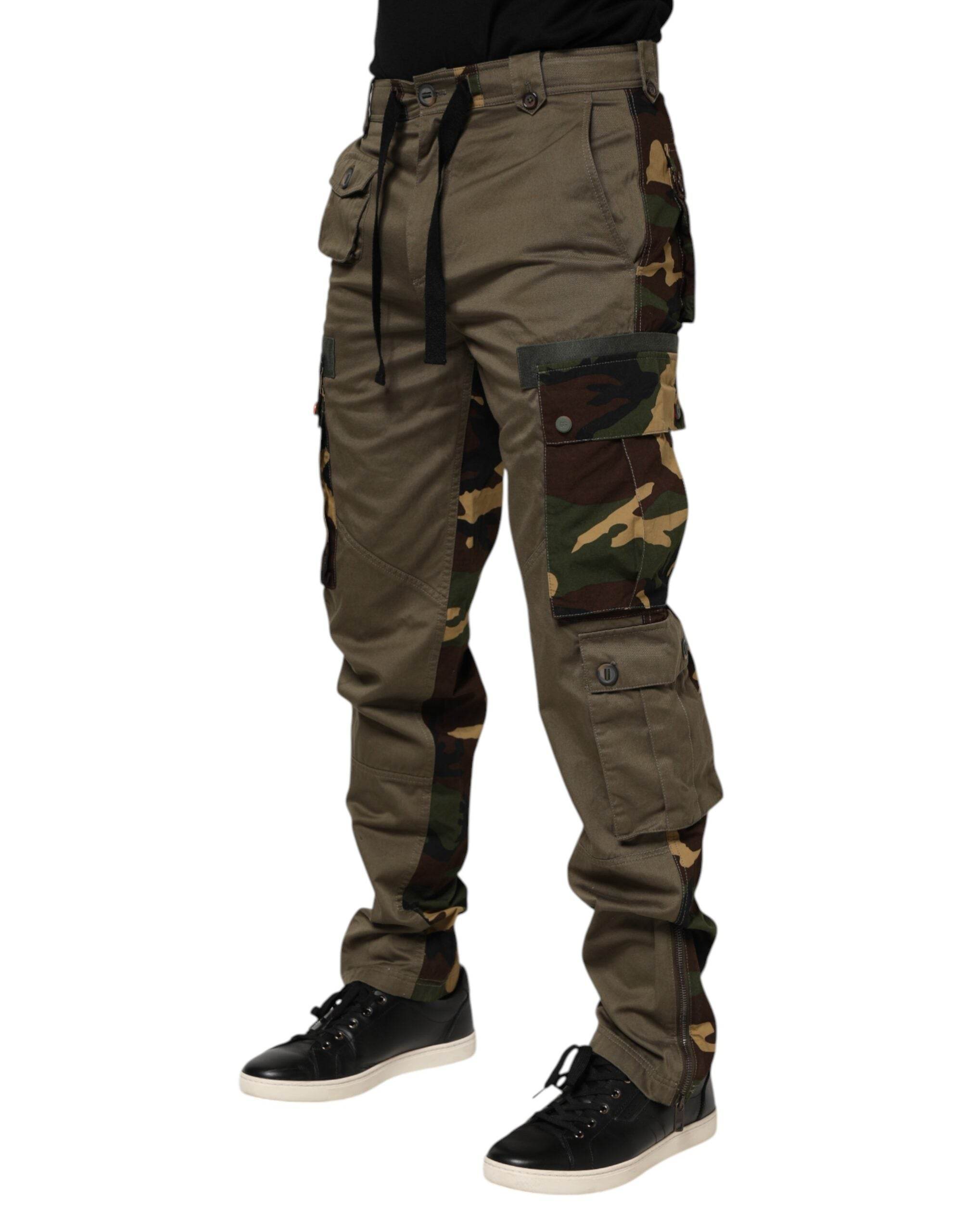 Dolce & Gabbana Brown Cotton Camouflage Cargo Pants - Hilstor