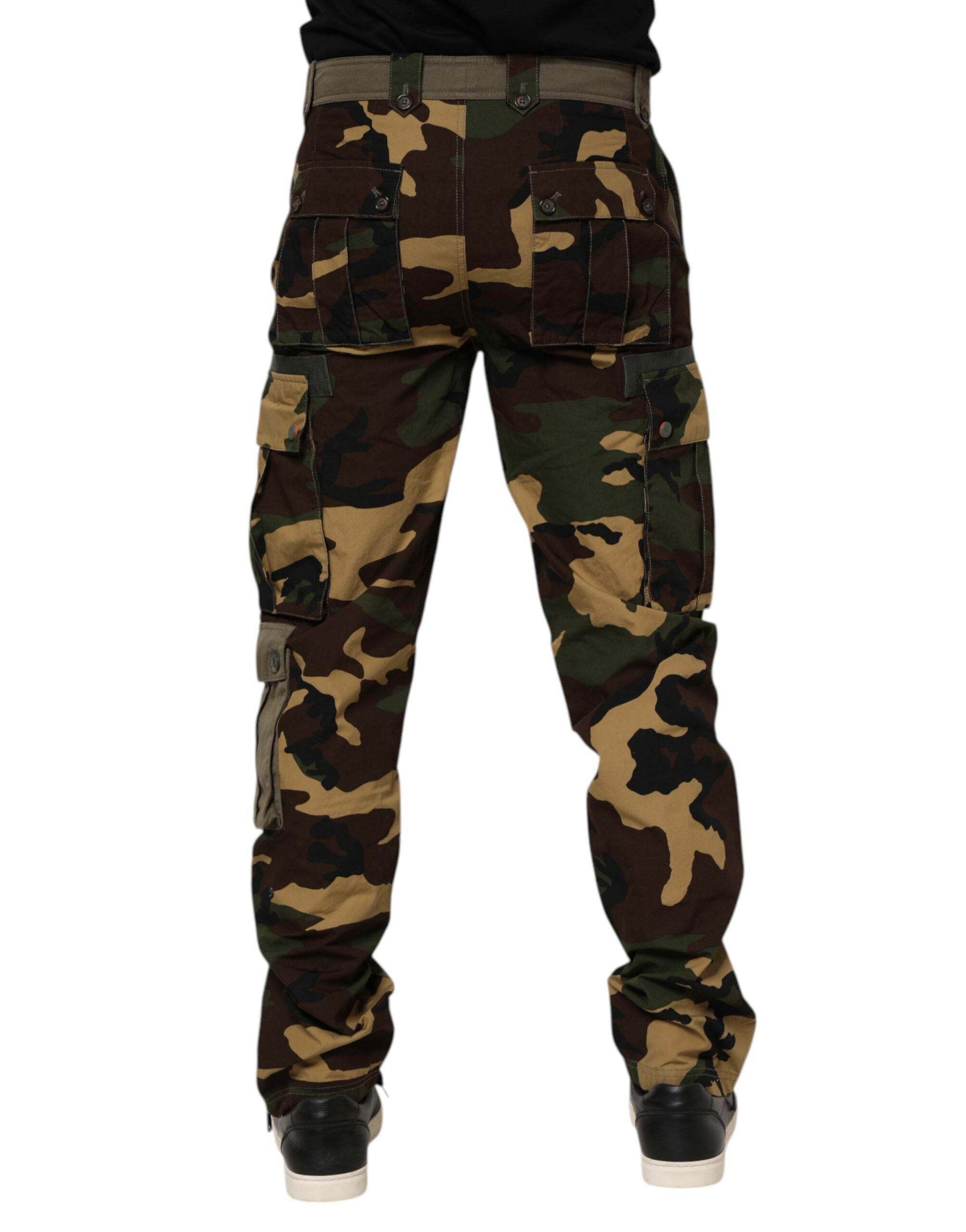 Dolce & Gabbana Brown Cotton Camouflage Cargo Pants - Hilstor