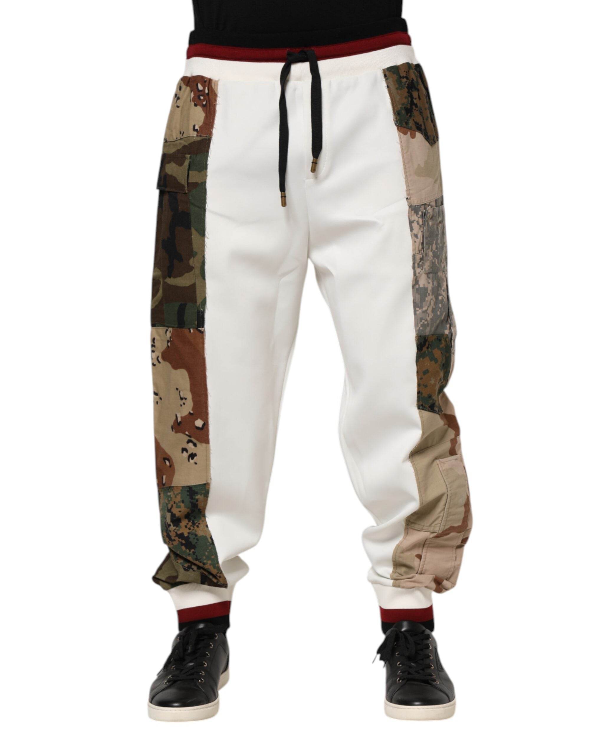 Dolce & Gabbana White Patchwork Jogger Pants - Hilstor