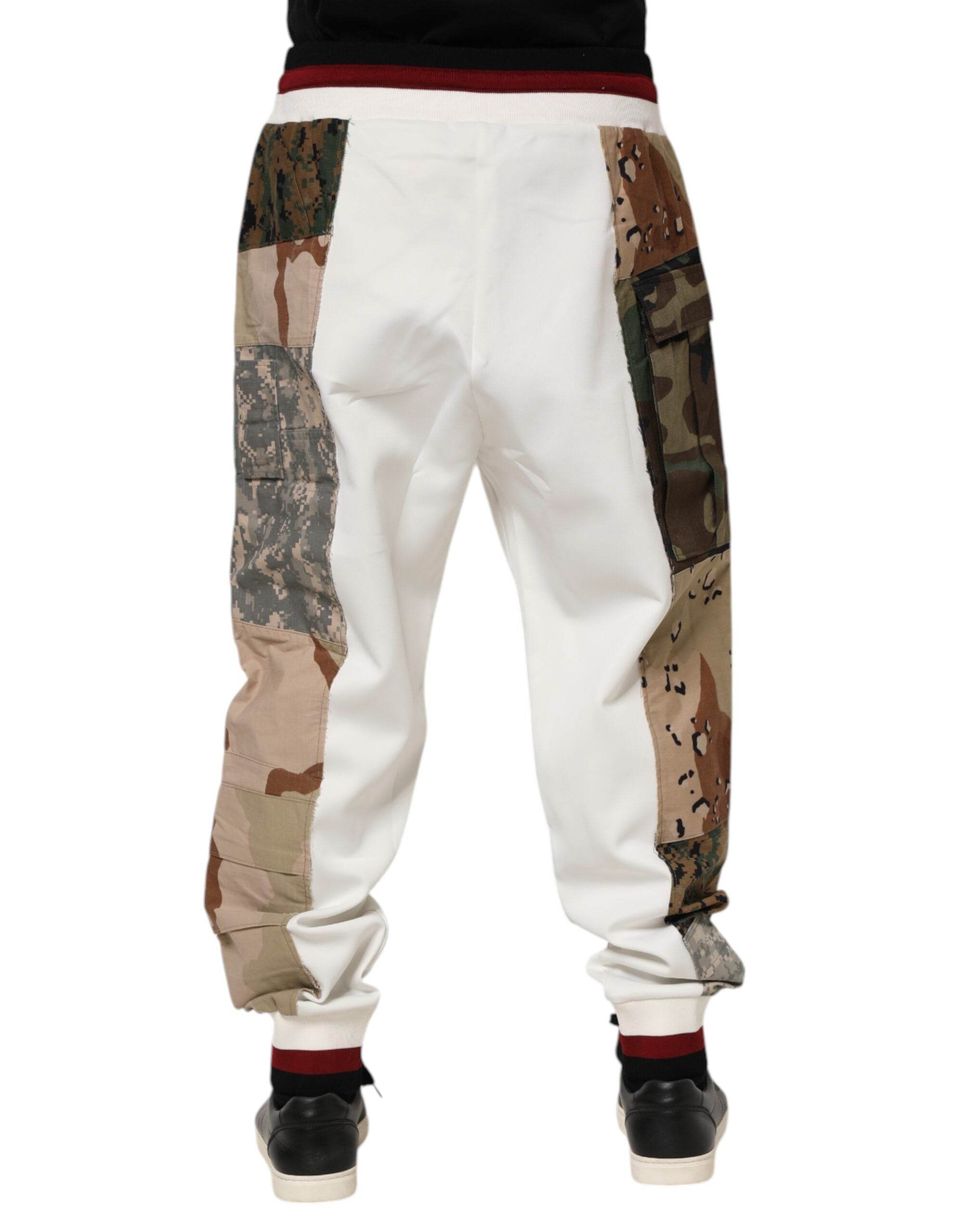 Dolce & Gabbana White Patchwork Mens Jogger Pants - Hilstor