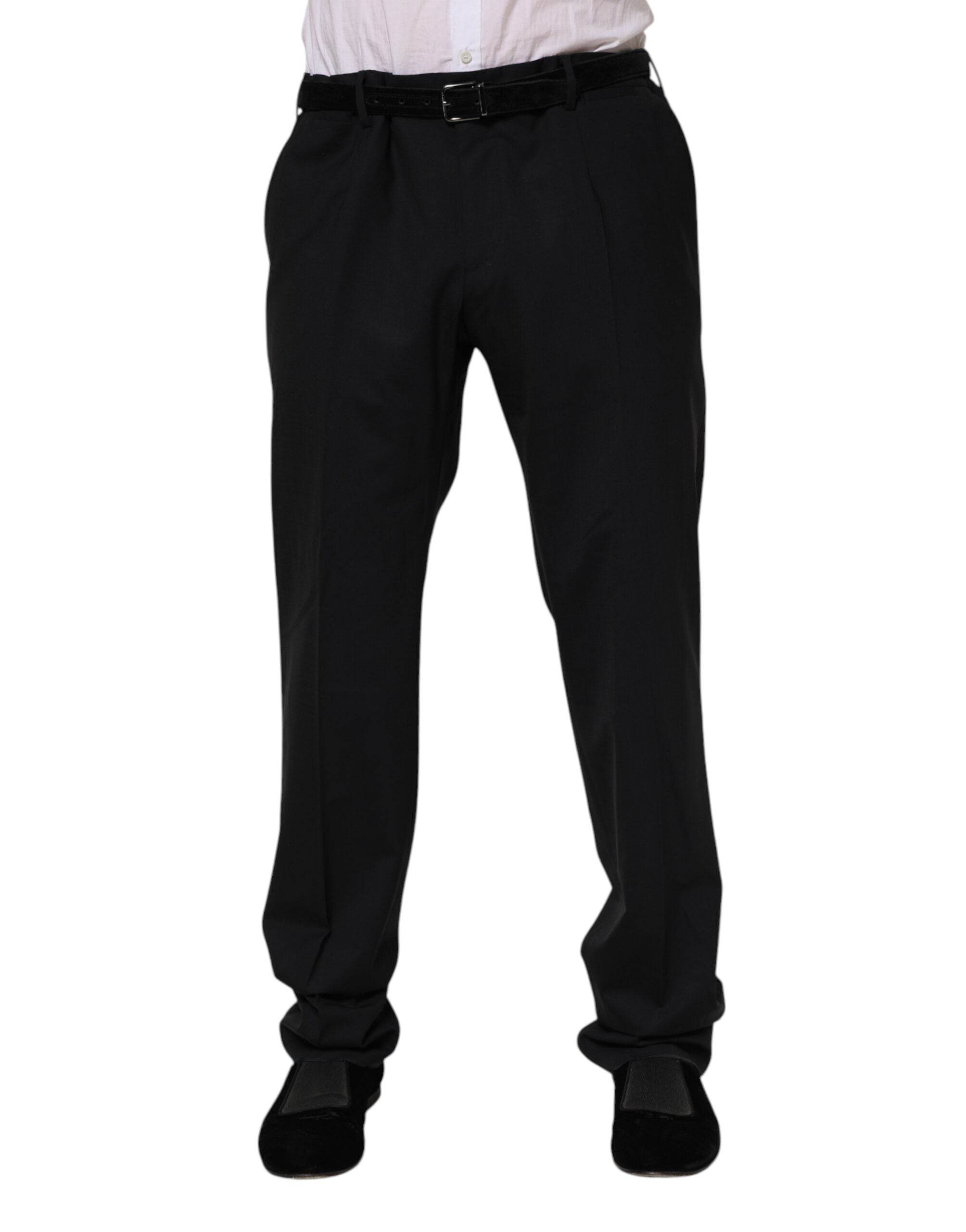 Dolce & Gabbana Black Wool Formal Dress Pants - Hilstor
