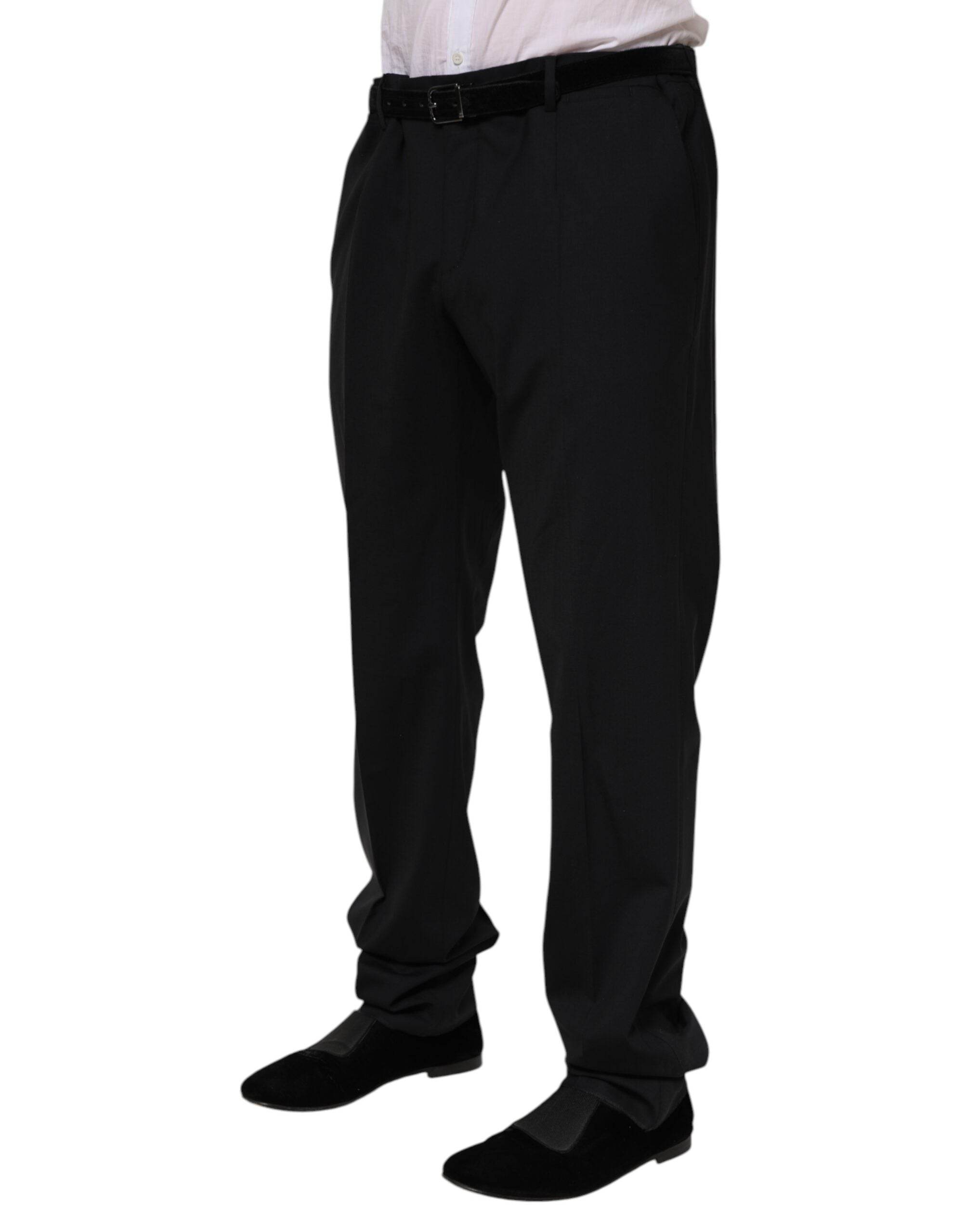 Dolce & Gabbana Black Wool Formal Dress Pants - Hilstor