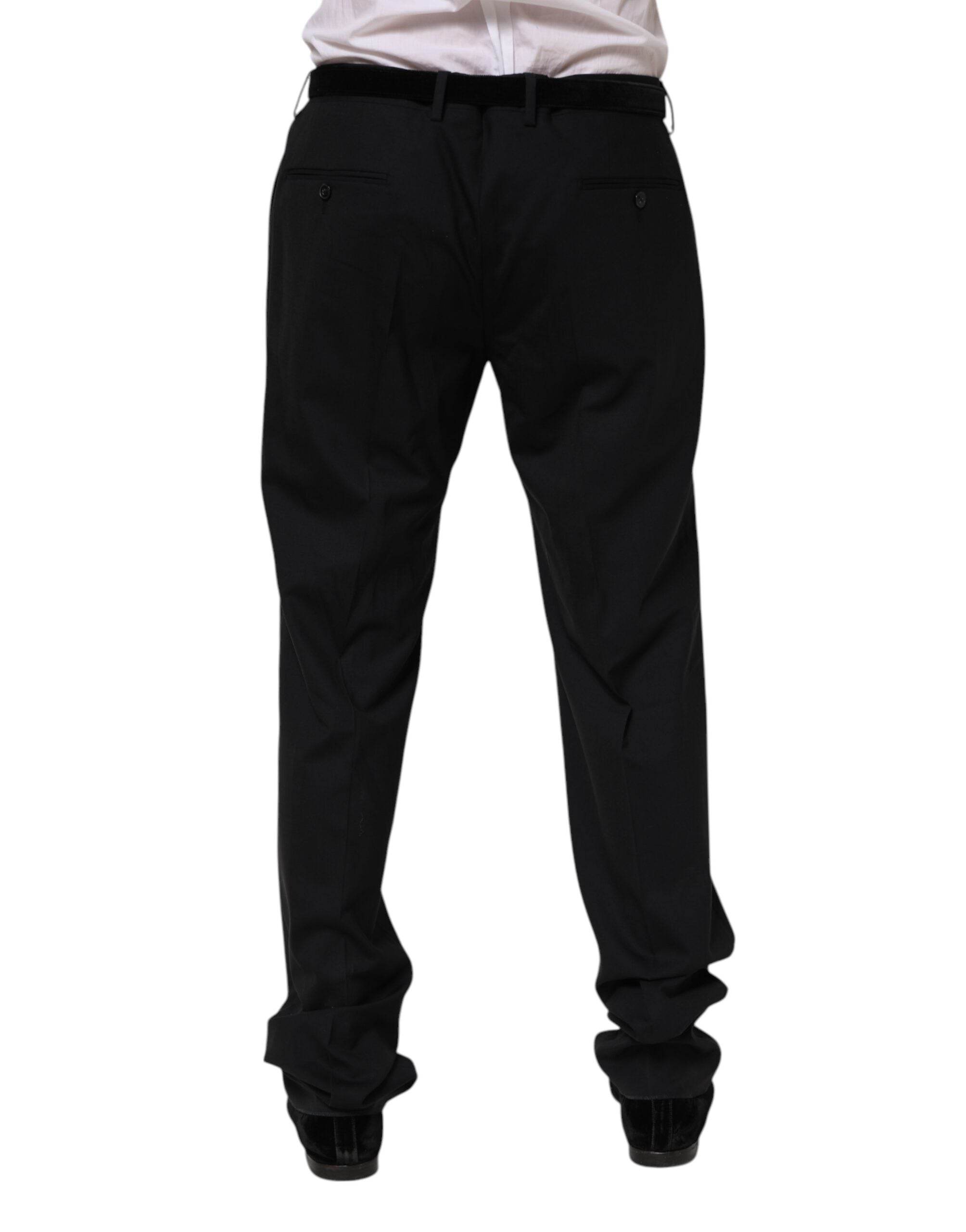 Dolce & Gabbana Black Wool Formal Dress Pants - Hilstor