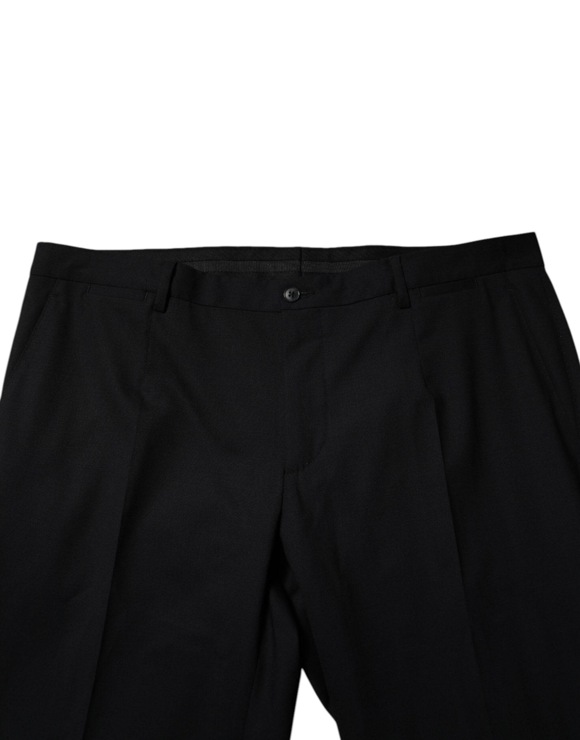 Dolce & Gabbana Black Wool Formal Dress Pants - Hilstor