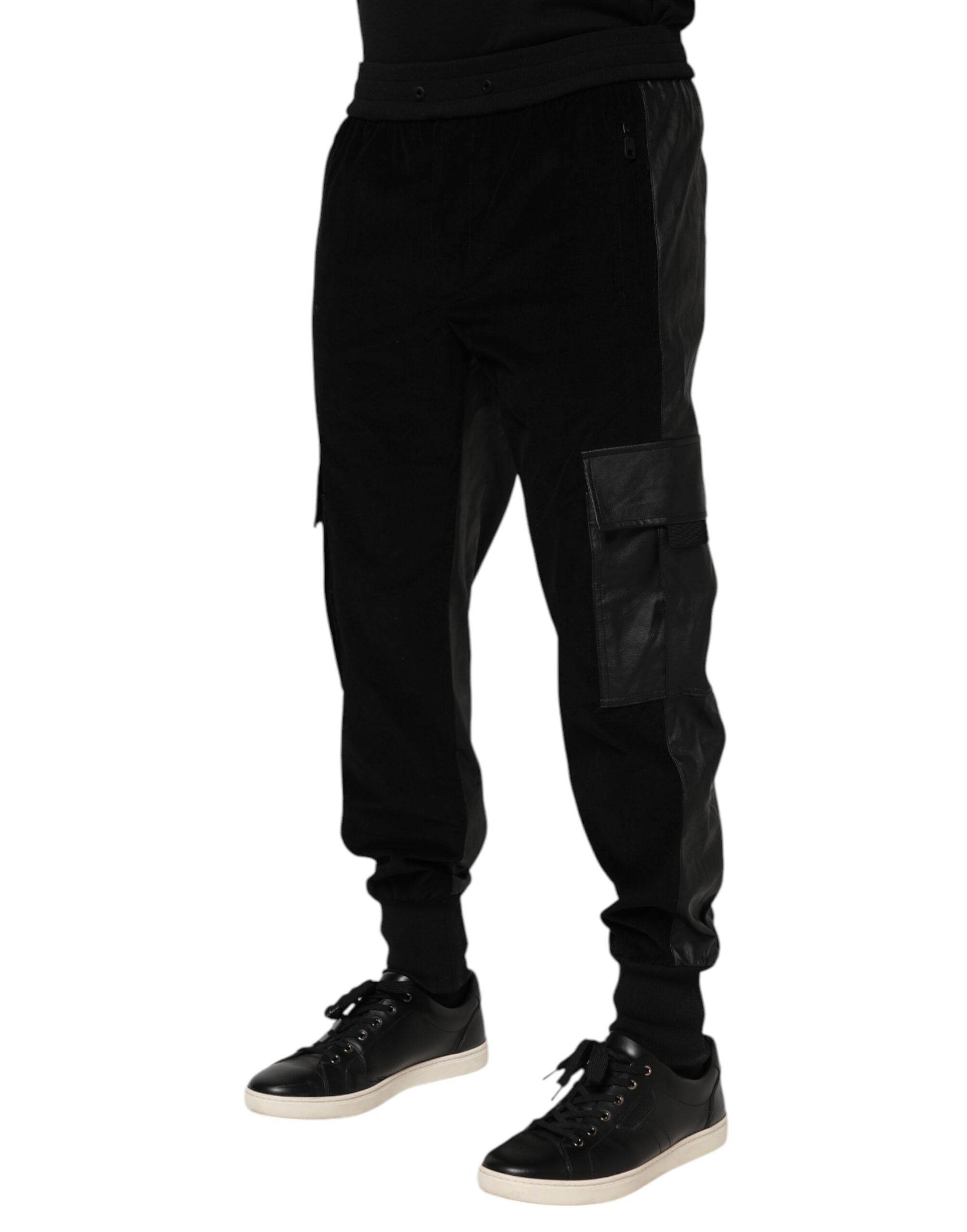 Dolce & Gabbana Black Cotton Cargo Men Jogger Pants - Hilstor