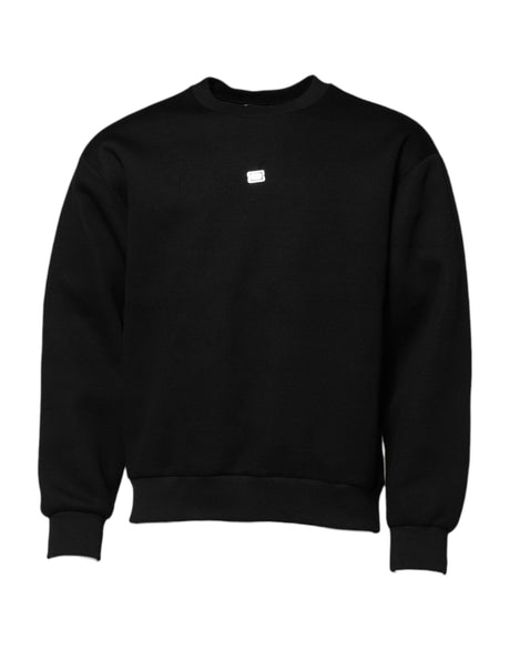 Dolce & Gabbana Black Modal DG Logo Plaque Pullover Sweater - Hilstor