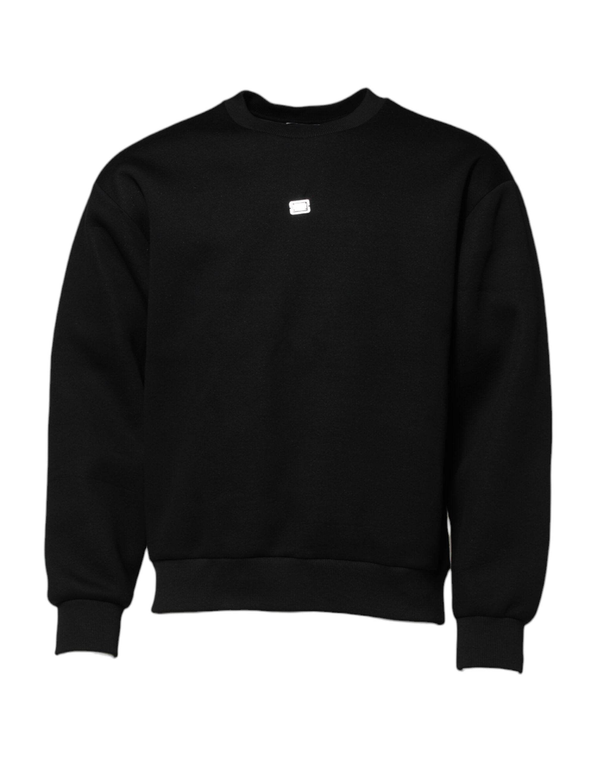 Dolce & Gabbana Black Modal DG Logo Plaque Pullover Sweater - Hilstor