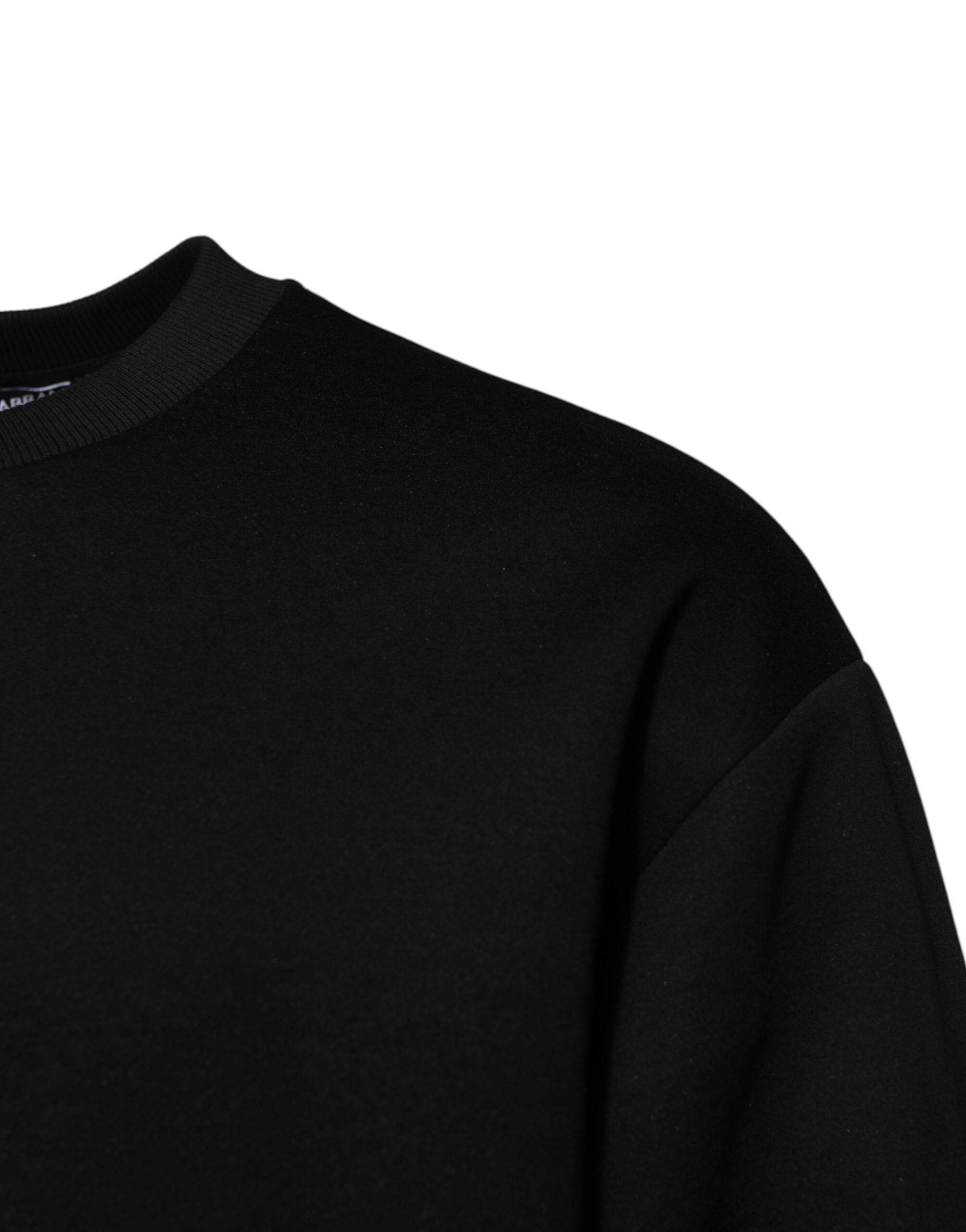 Dolce & Gabbana Black Modal DG Logo Plaque Pullover Sweater - Hilstor