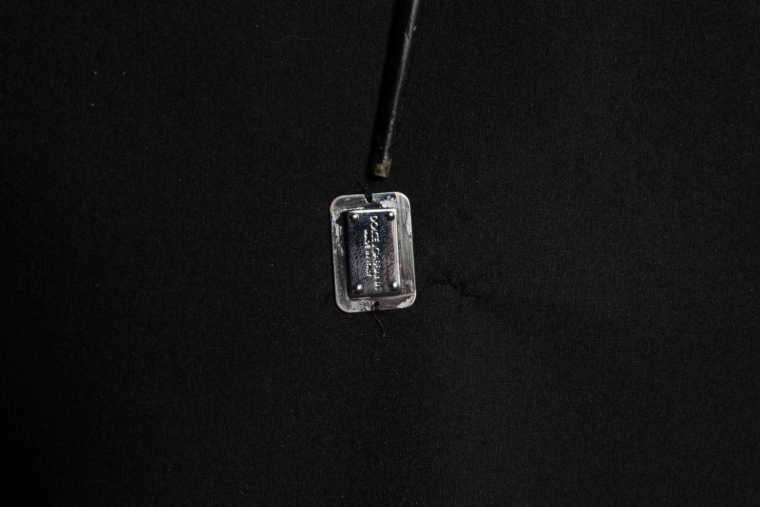 Dolce & Gabbana Black Modal DG Logo Plaque Pullover Sweater - Hilstor