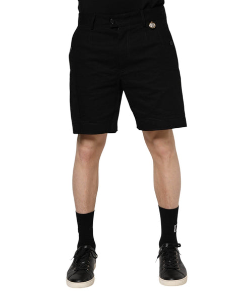 Dolce & Gabbana Black Cotton Knee Length Men Bermuda Shorts - Hilstor