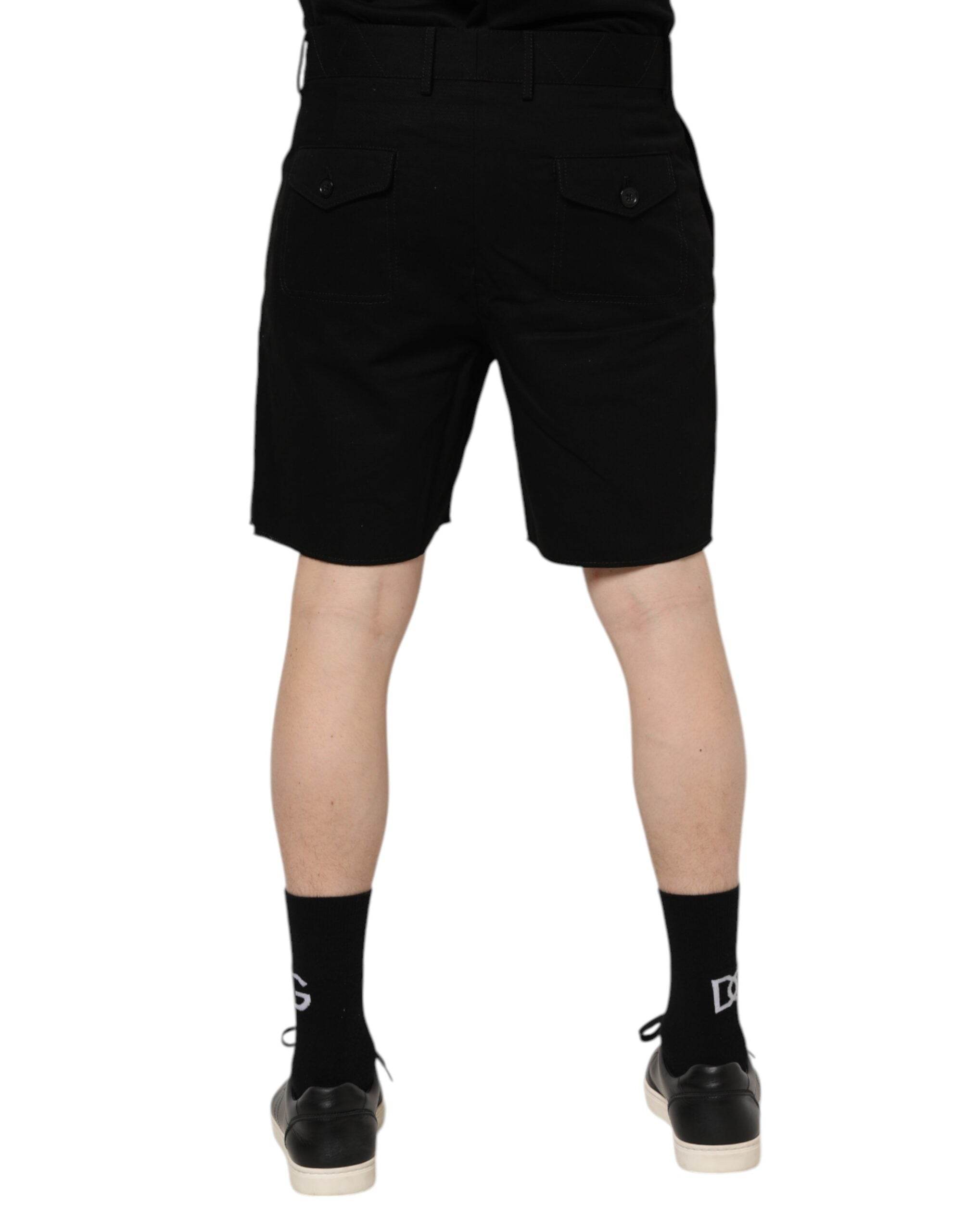 Dolce & Gabbana Black Cotton Knee Length Men Bermuda Shorts - Hilstor