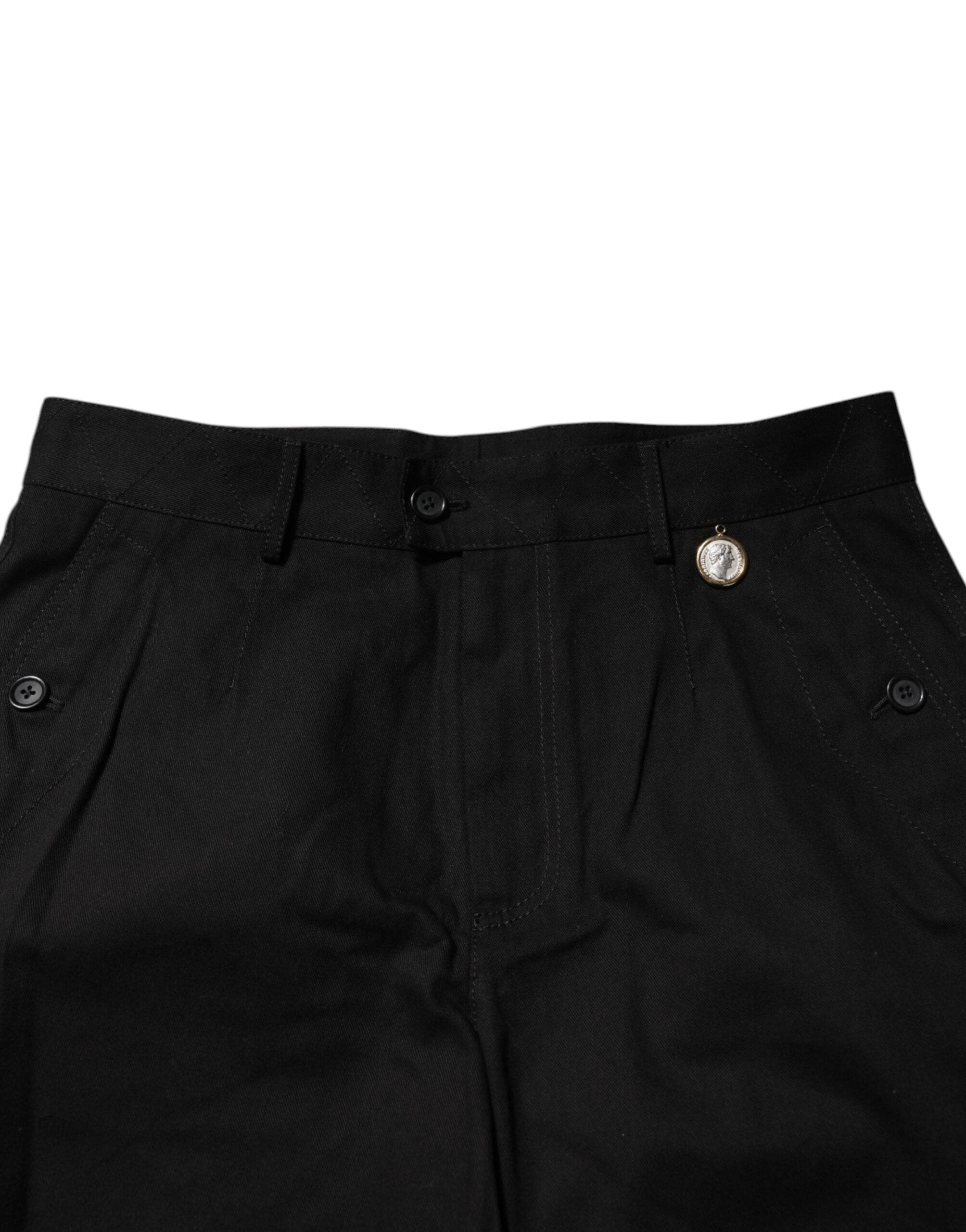 Dolce & Gabbana Black Cotton Knee Length Men Bermuda Shorts - Hilstor