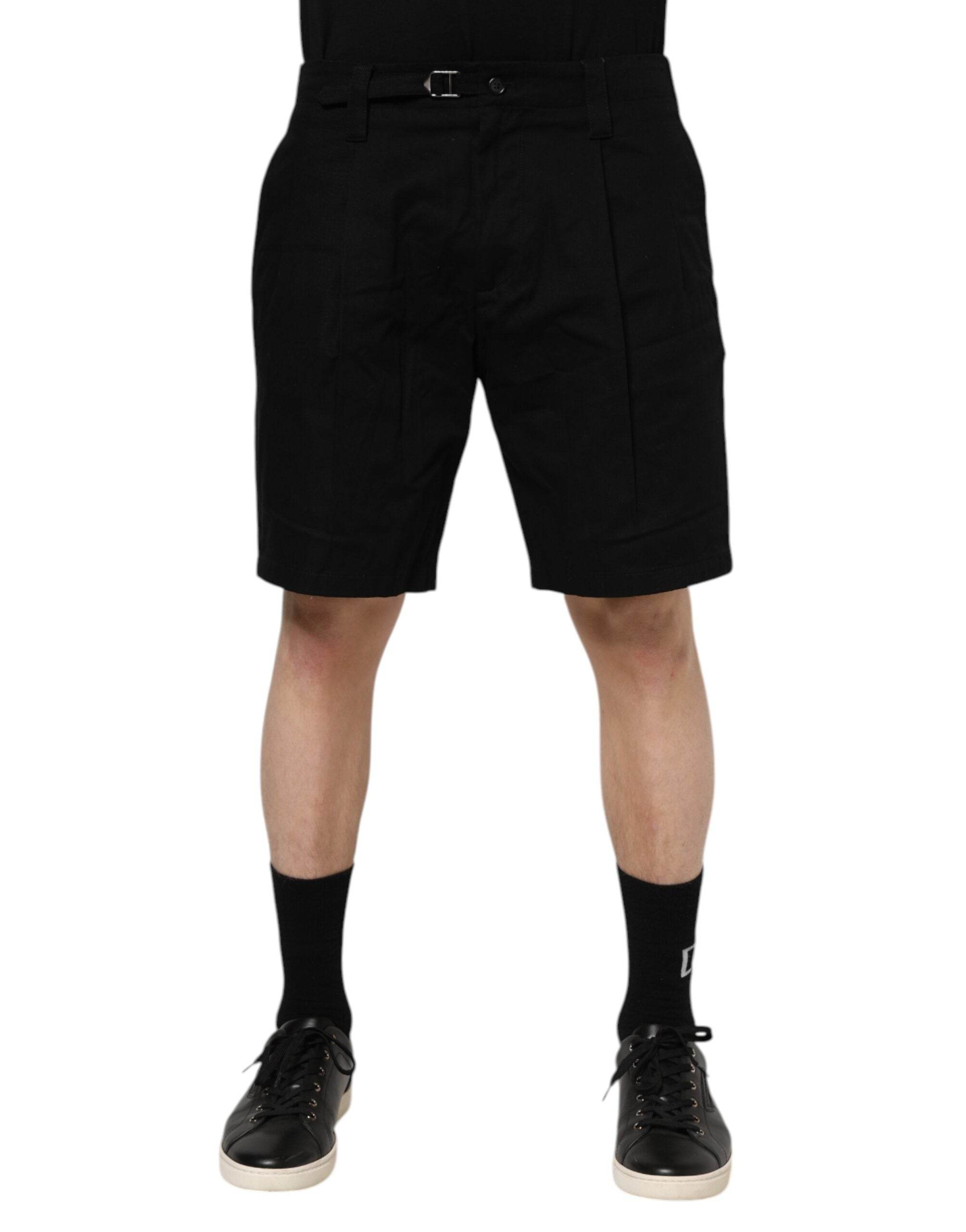 Dolce & Gabbana Black Cotton Knee Length Men Bermuda Shorts - Hilstor