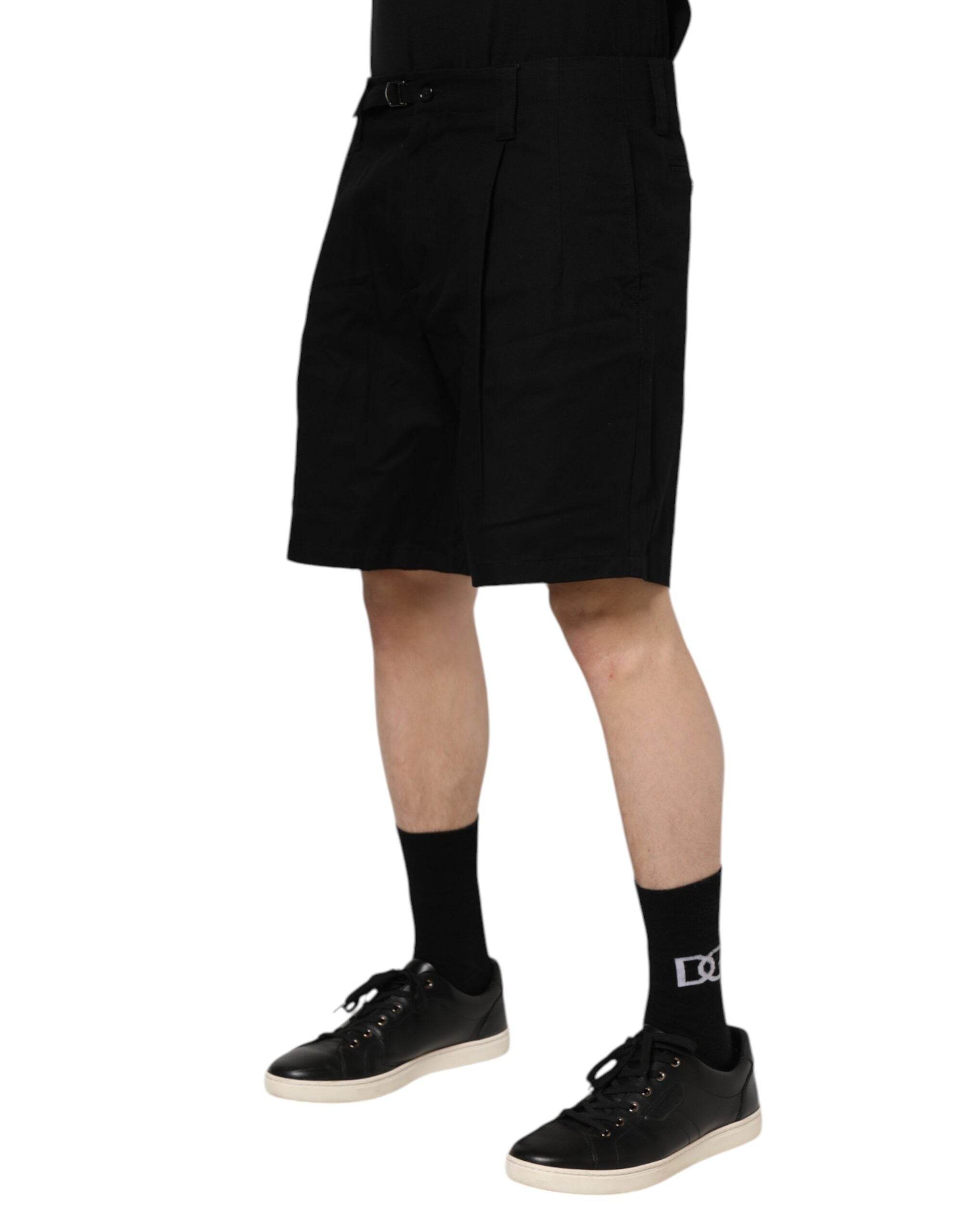 Dolce & Gabbana Black Cotton Knee Length Men Bermuda Shorts - Hilstor