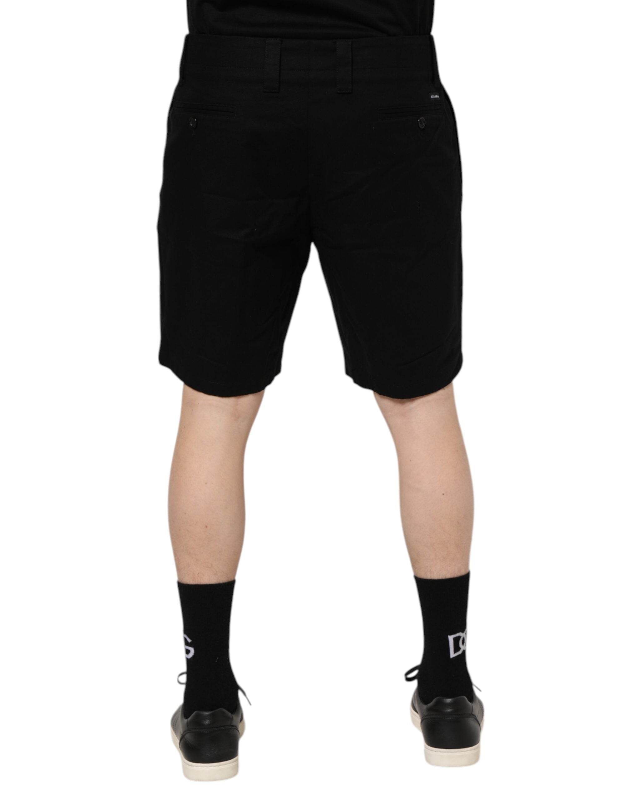 Dolce & Gabbana Black Cotton Knee Length Men Bermuda Shorts - Hilstor