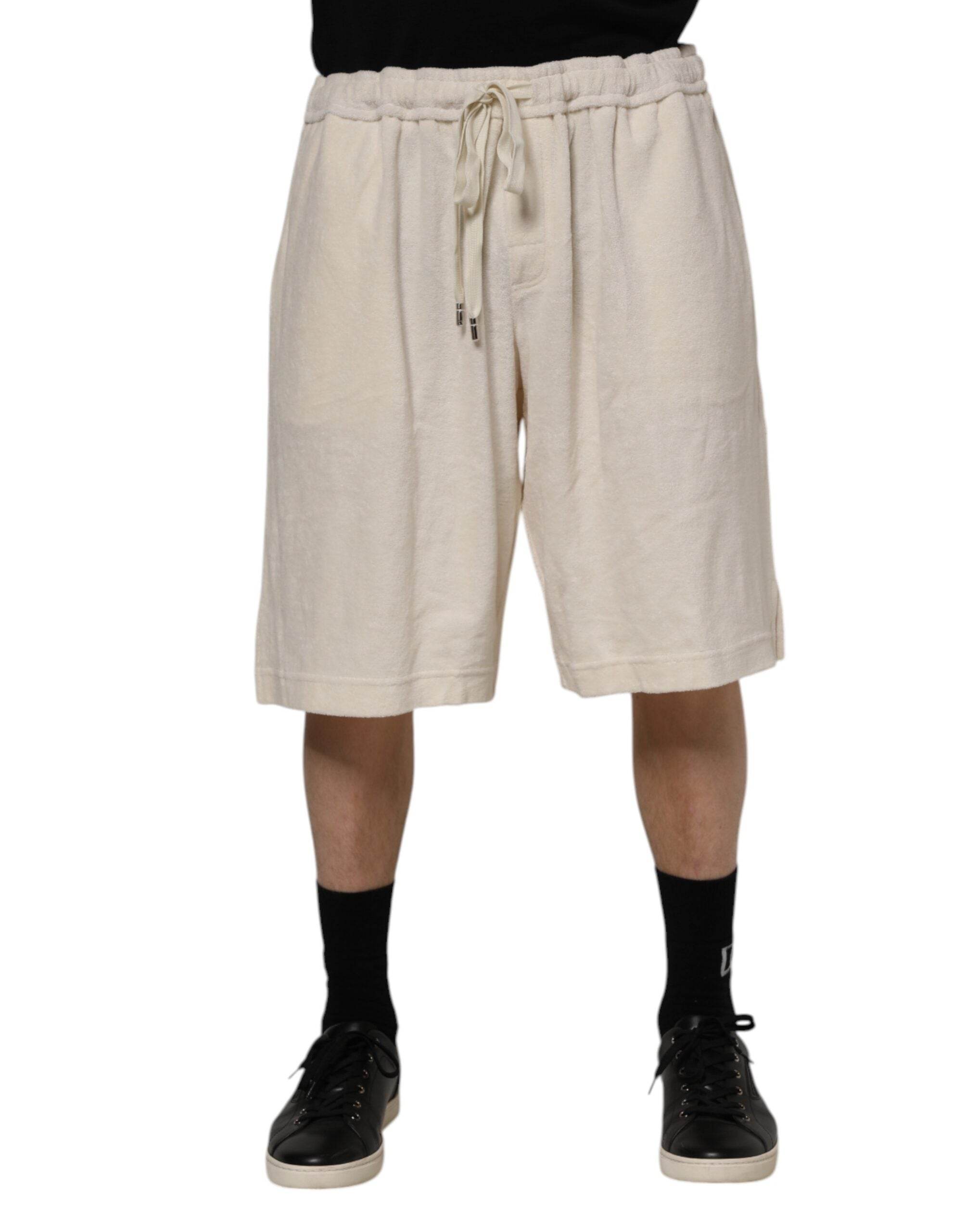 Dolce & Gabbana Ivory Cotton Men Bermuda Sweatshorts Shorts - Hilstor
