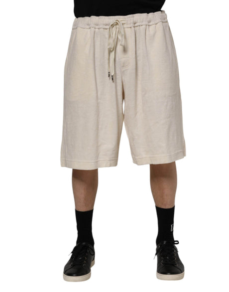 Dolce & Gabbana Ivory Cotton Men Bermuda Sweatshorts Shorts - Hilstor