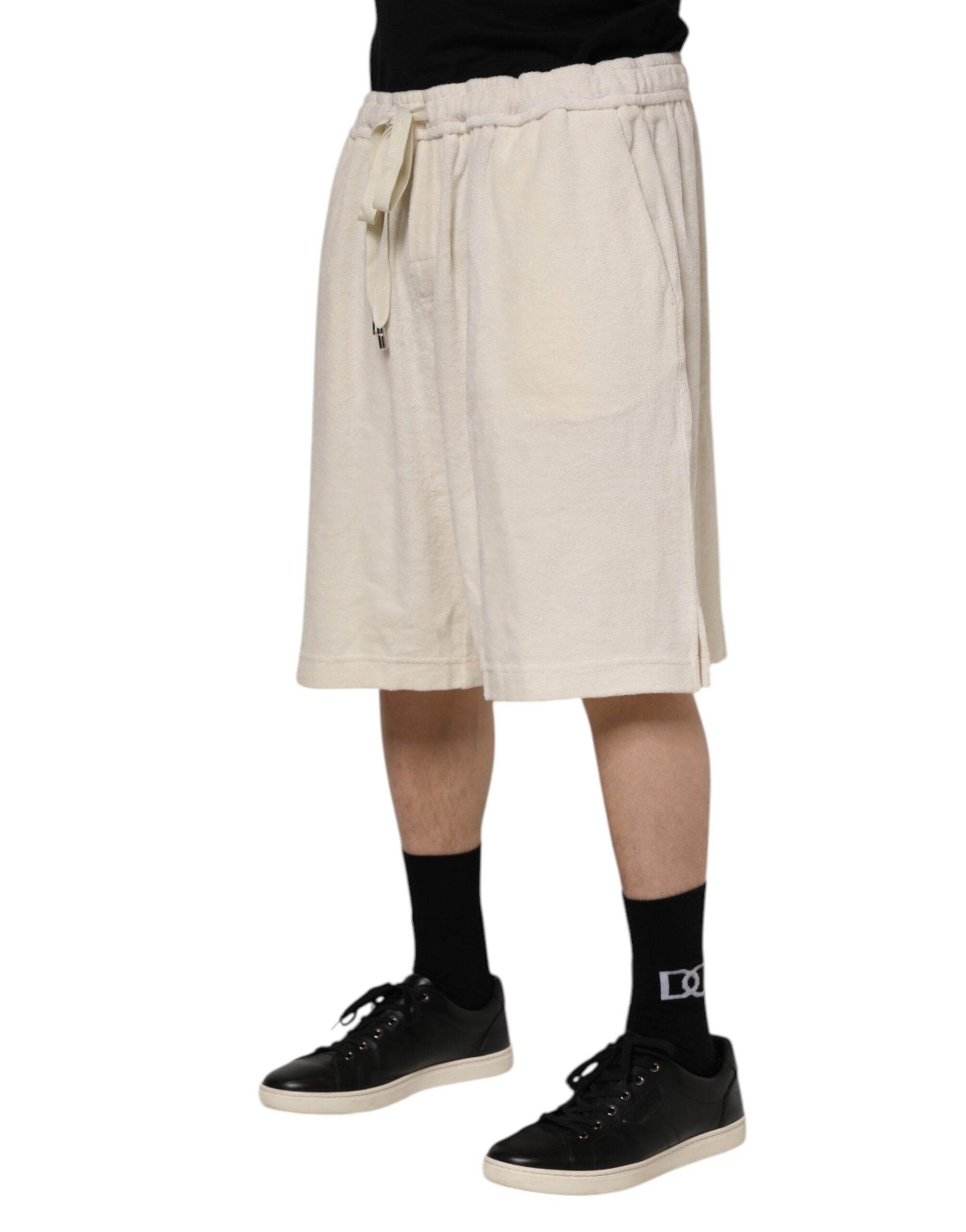 Dolce & Gabbana Ivory Cotton Men Bermuda Sweatshorts Shorts - Hilstor