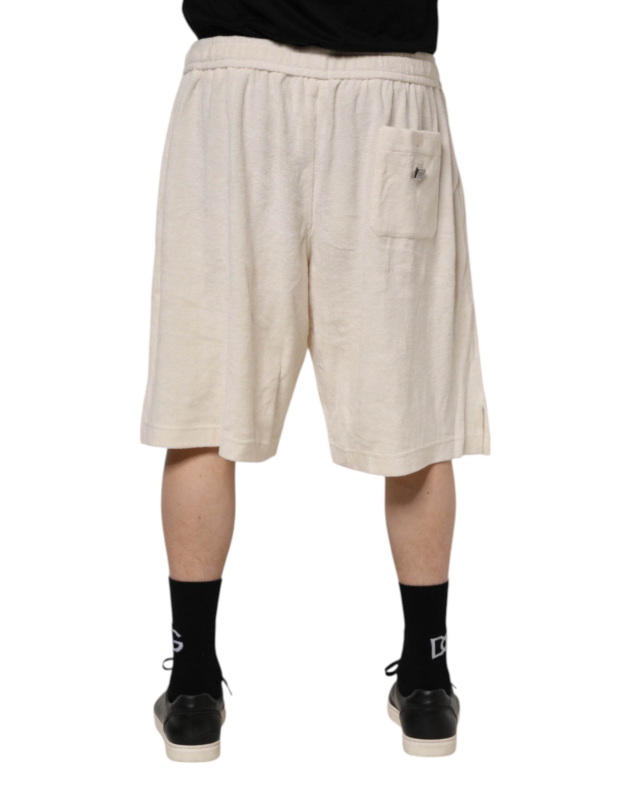 Dolce & Gabbana Ivory Cotton Men Bermuda Sweatshorts Shorts - Hilstor