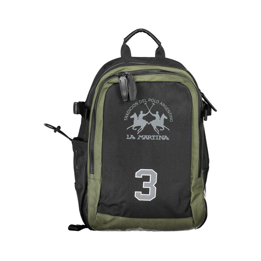 La Martina Black Polyester Backpack - Hilstor
