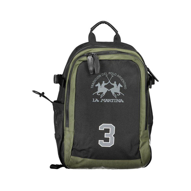 La Martina Black Polyester Backpack - Hilstor