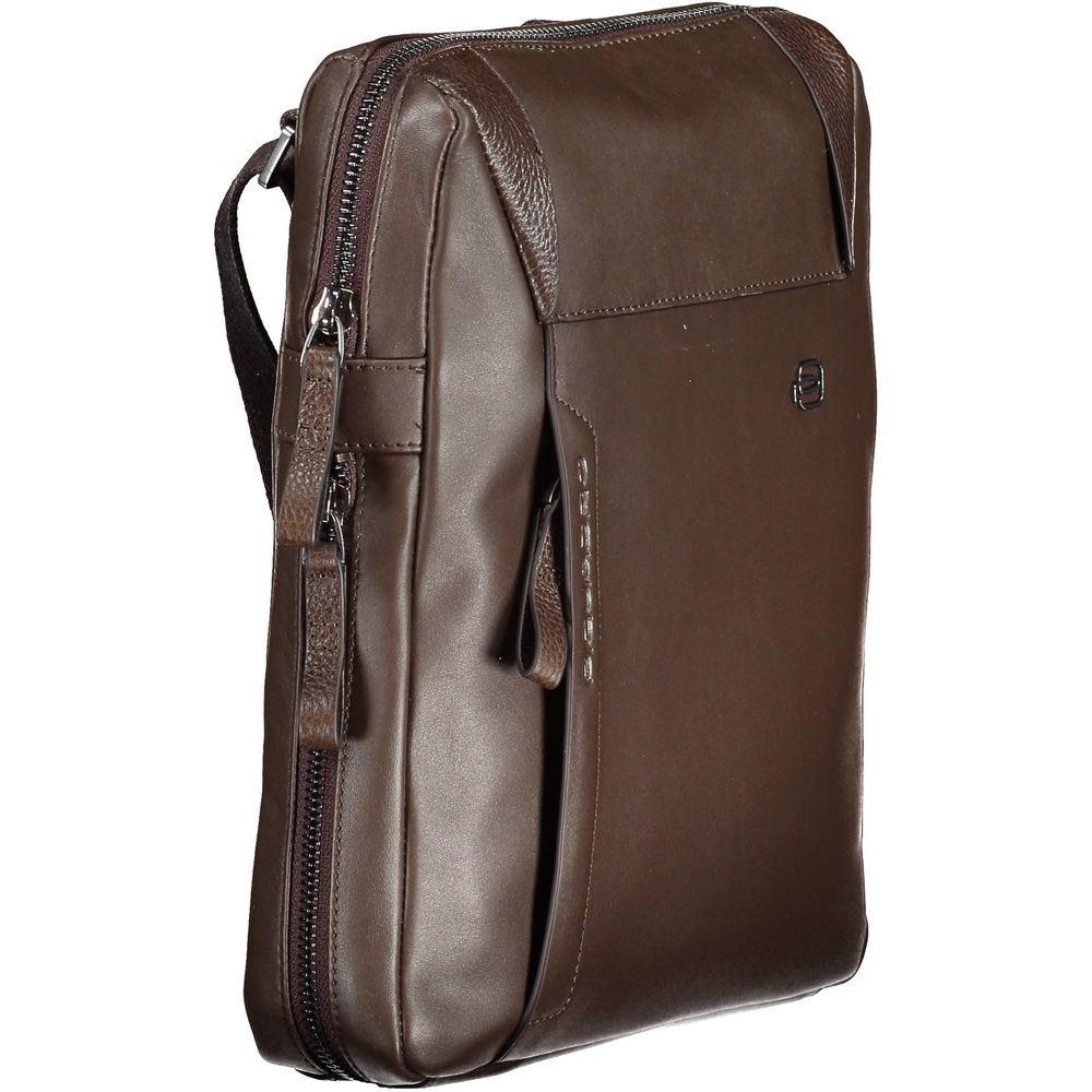 Piquadro Brown Leather Shoulder Bag