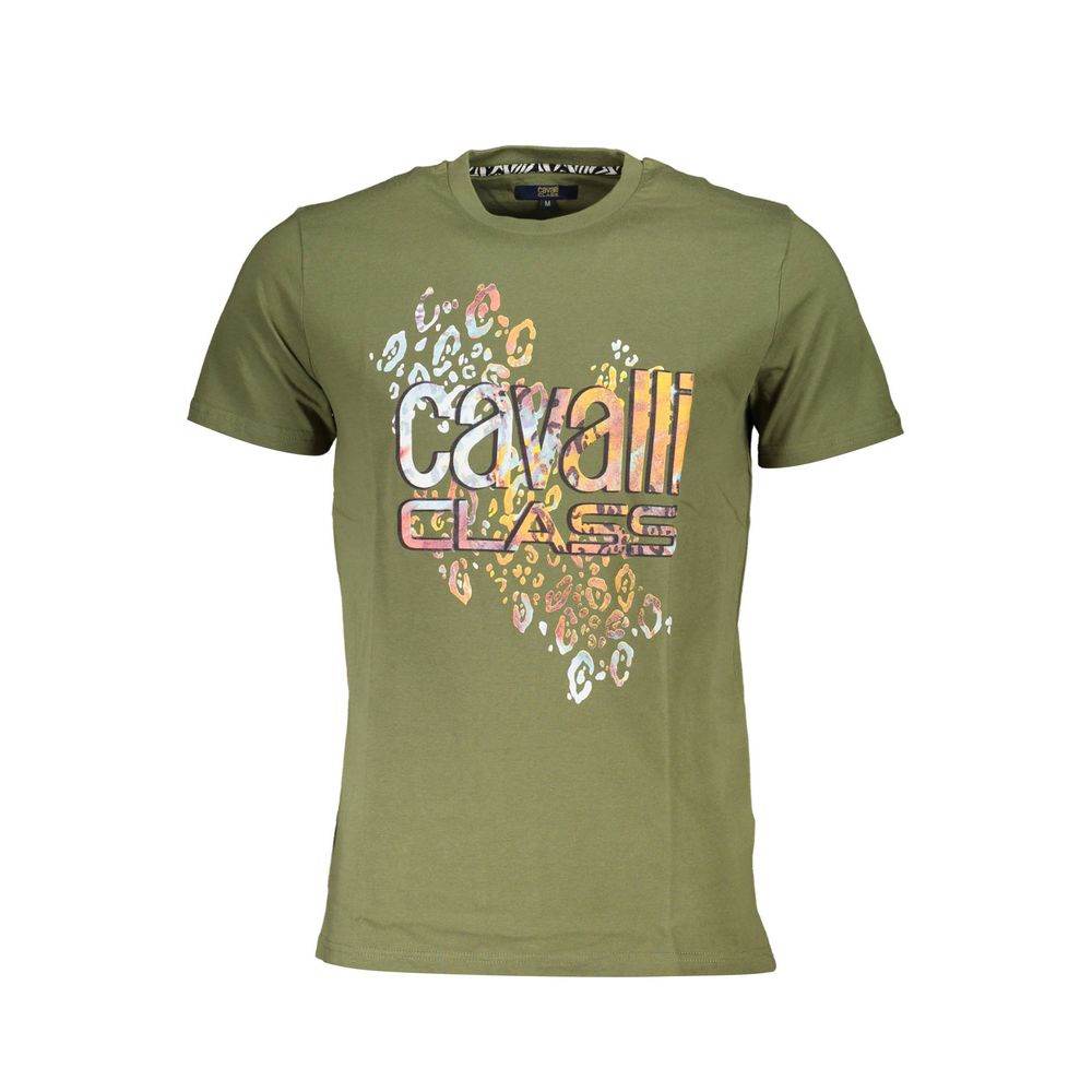 Cavalli Class Green Cotton T-Shirt - Hilstor