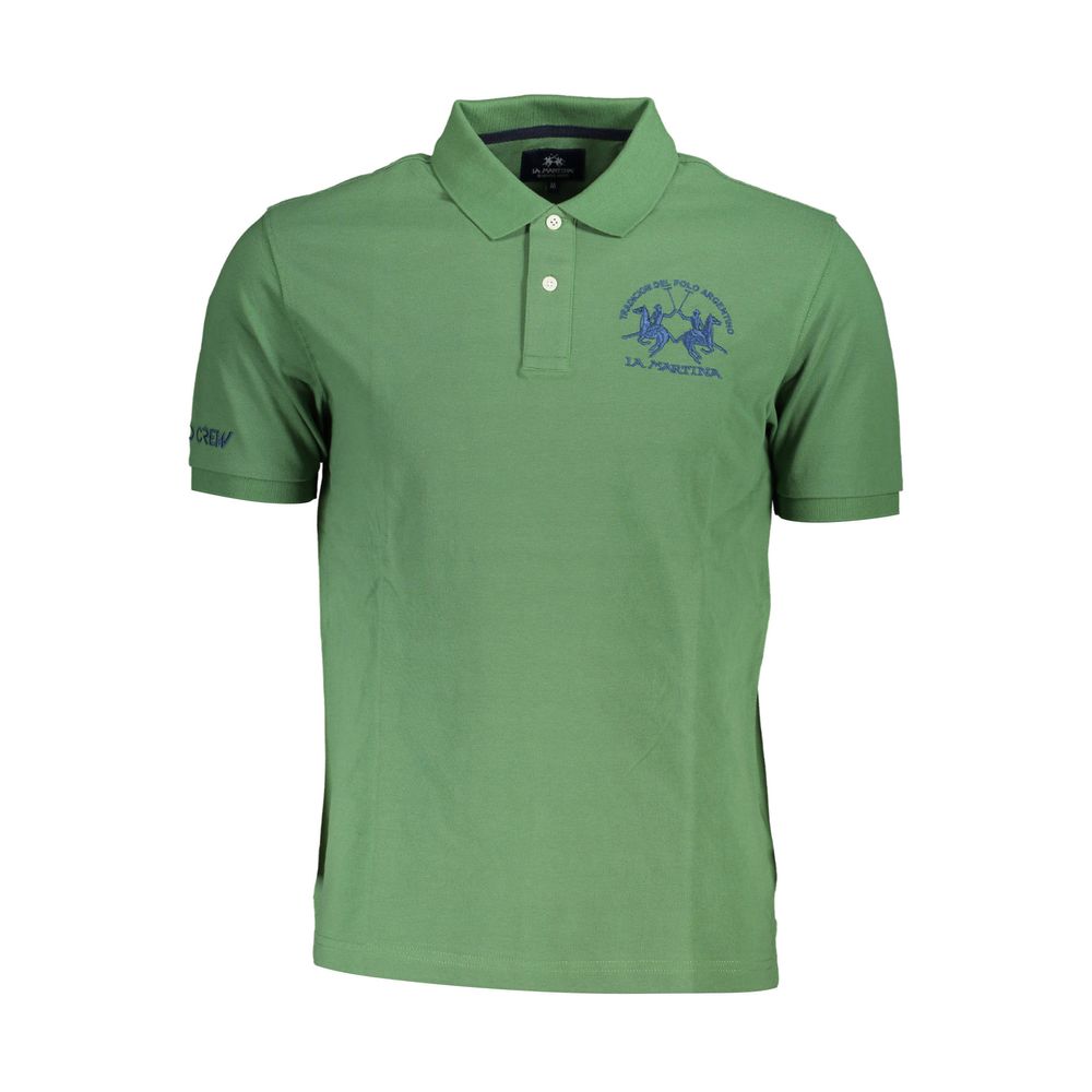 La Martina Green Cotton Polo Shirt