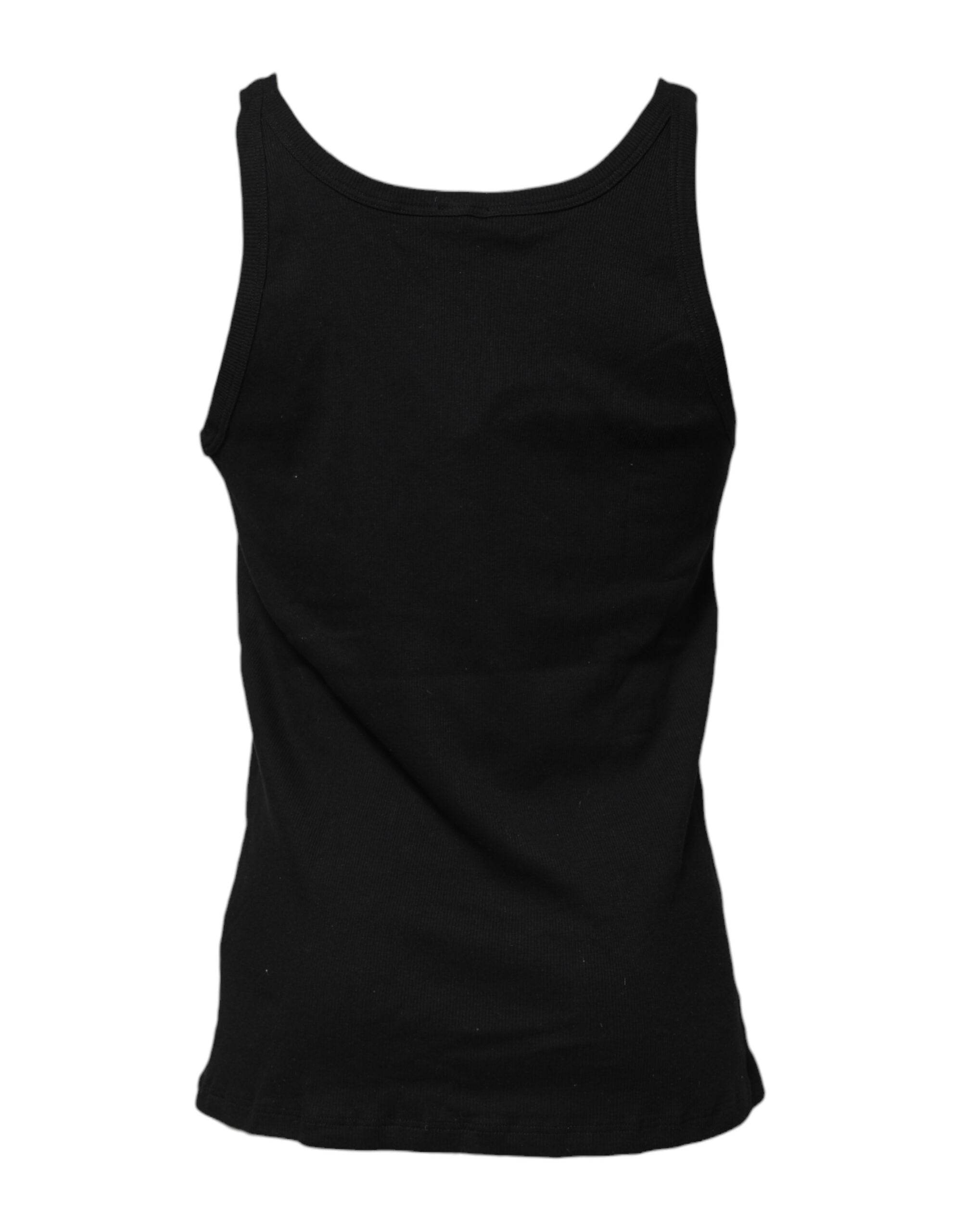 Dolce & Gabbana Black Cotton Sleeveless Underwear Tank T-shirt - Hilstor