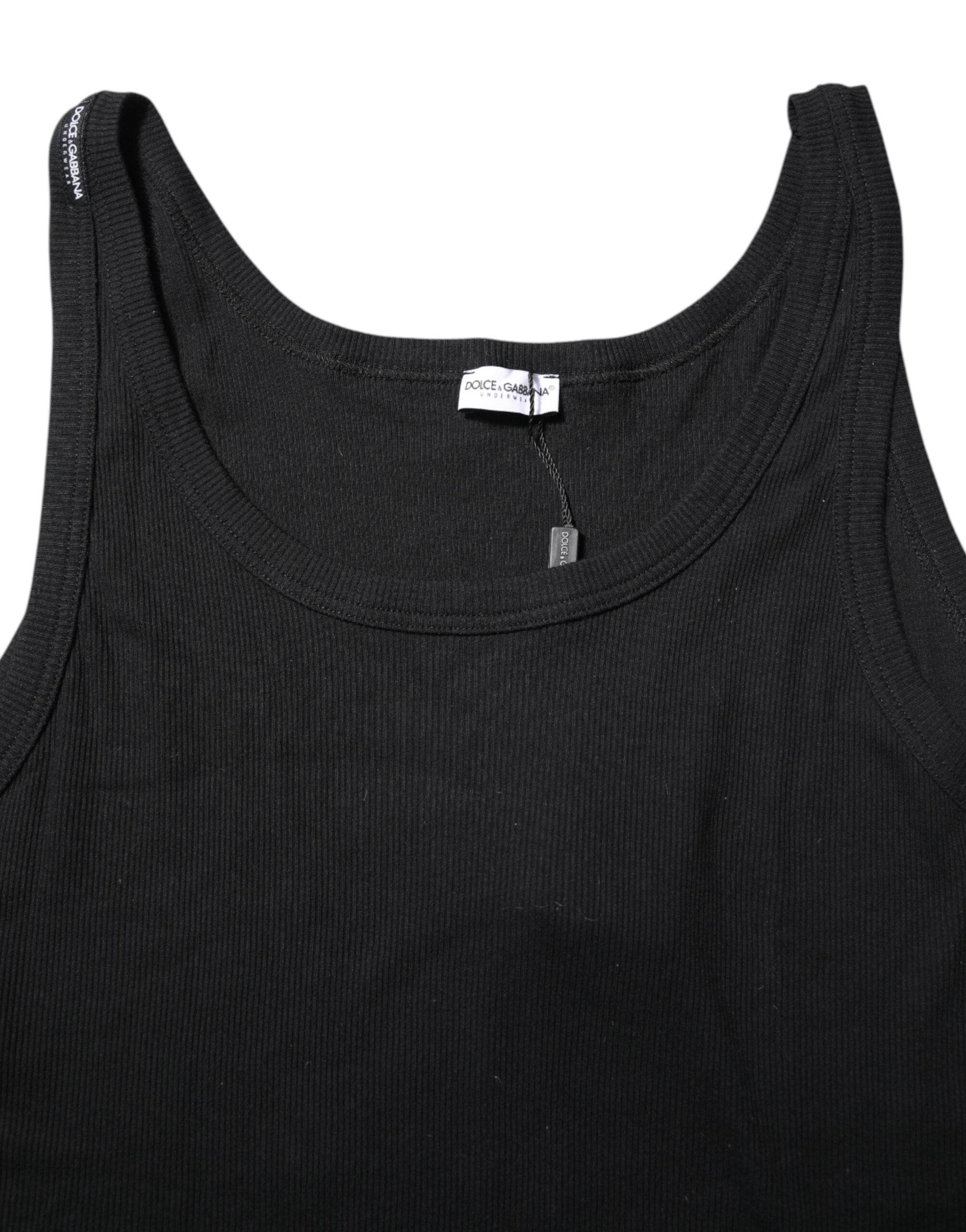 Dolce & Gabbana Black Cotton Sleeveless Underwear Tank T-shirt - Hilstor