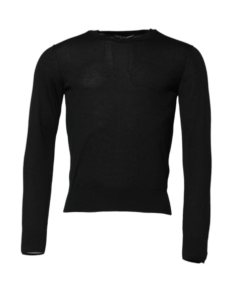 Dolce & Gabbana Black Cashmere Crew Neck Long Sleeves T-shirt - Hilstor