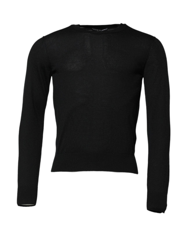 Dolce & Gabbana Black Cashmere Crew Neck Long Sleeves T-shirt - Hilstor