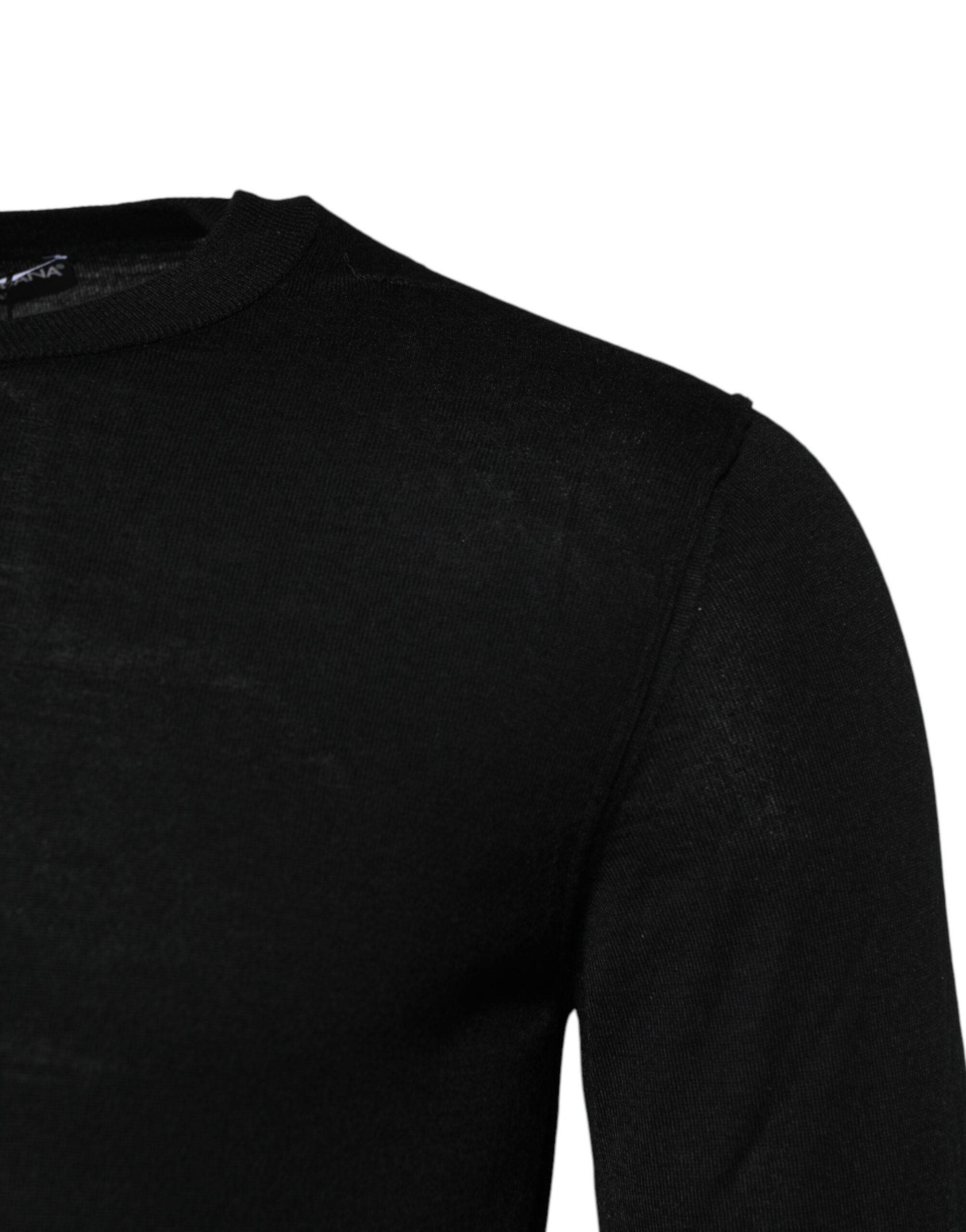 Dolce & Gabbana Black Cashmere Crew Neck Long Sleeves T-shirt - Hilstor