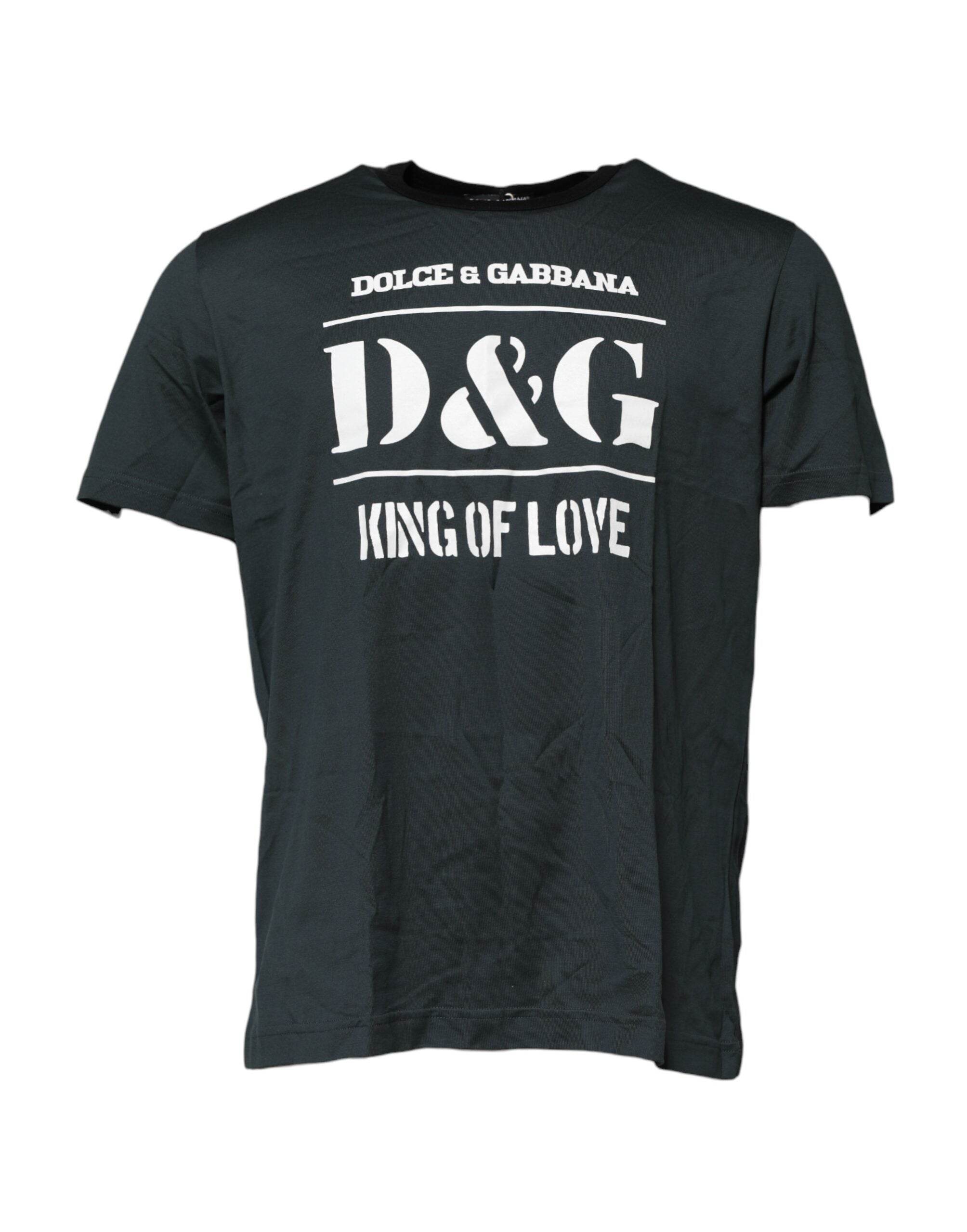 Dolce & Gabbana Black Cotton Printed Short Sleeves T-shirt - Hilstor