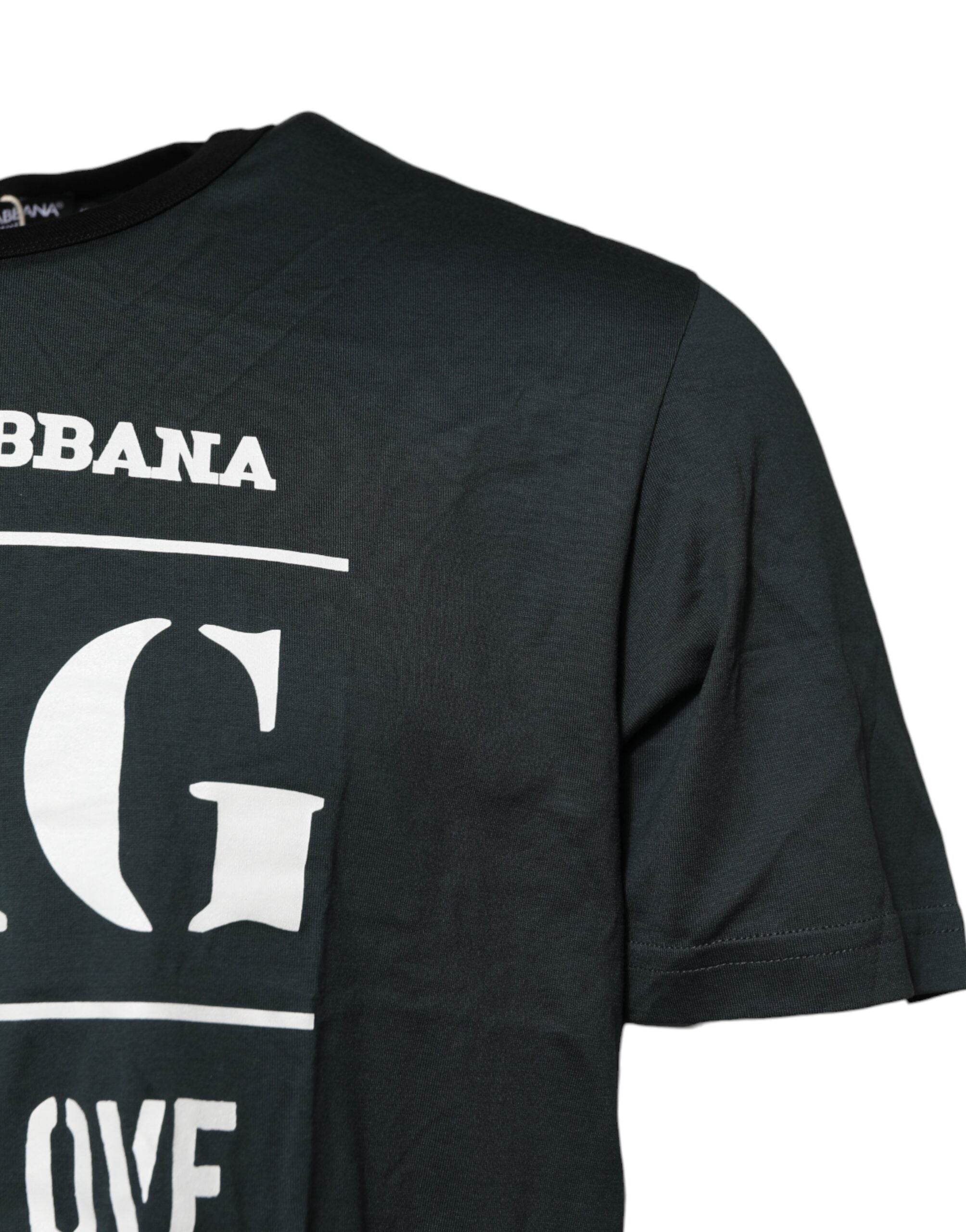 Dolce & Gabbana Black Cotton Printed Short Sleeves T-shirt - Hilstor