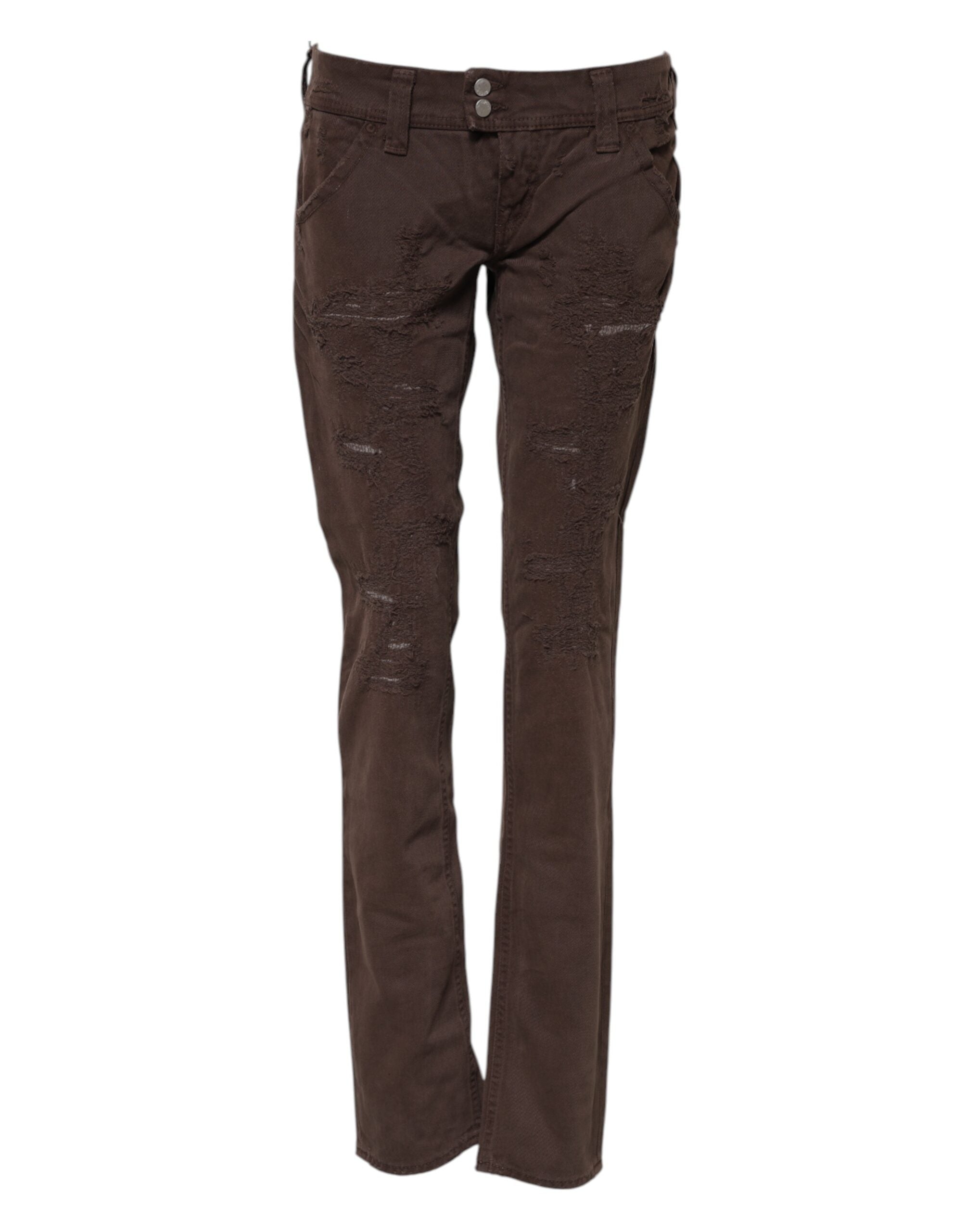 CYCLE Brune bomulds lavtaljede skinny casual jeans