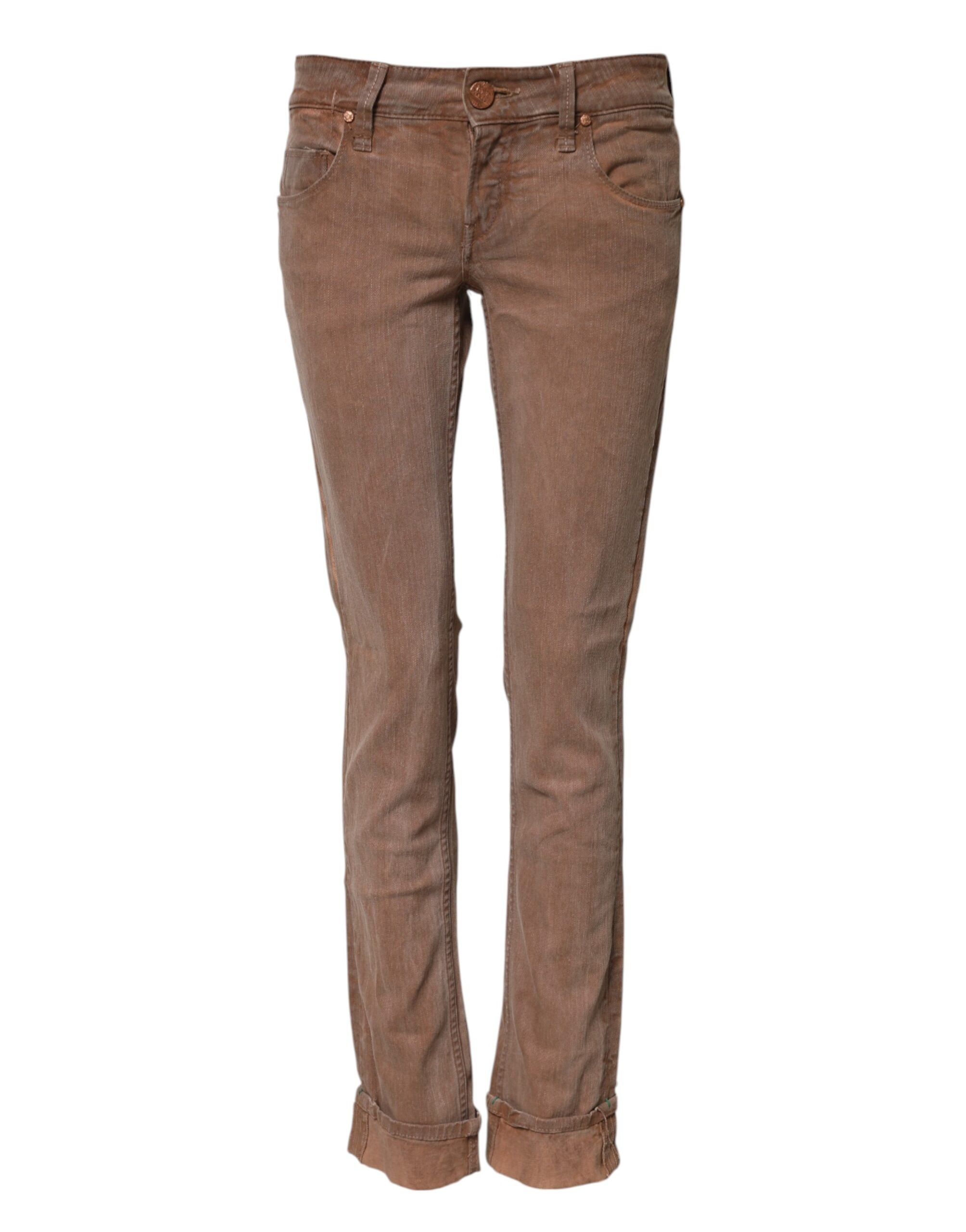 Brune bomulds slim fit denim jeans med lav talje