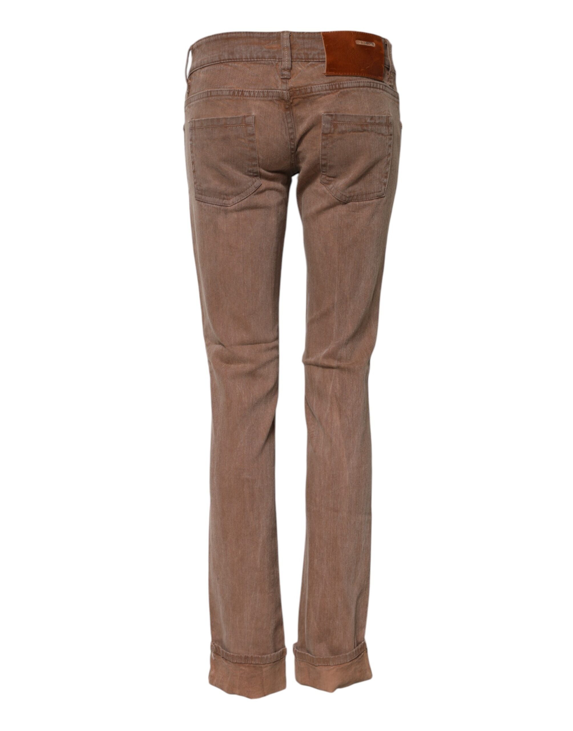Brune bomulds slim fit denim jeans med lav talje