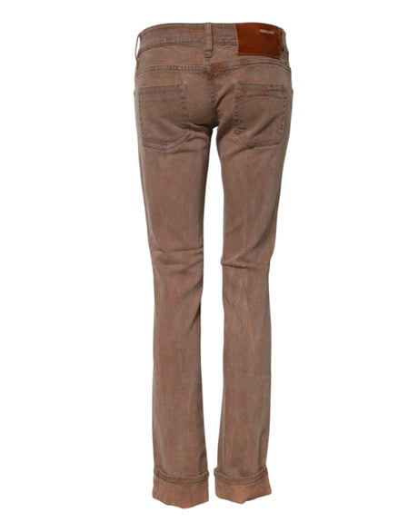 Brune bomulds slim fit denim jeans med lav talje