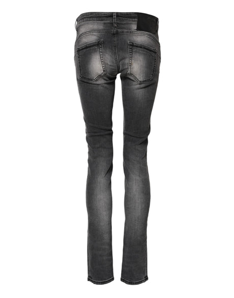 Mørkegrå bomulds slim fit denim lavtaljede denimjeans