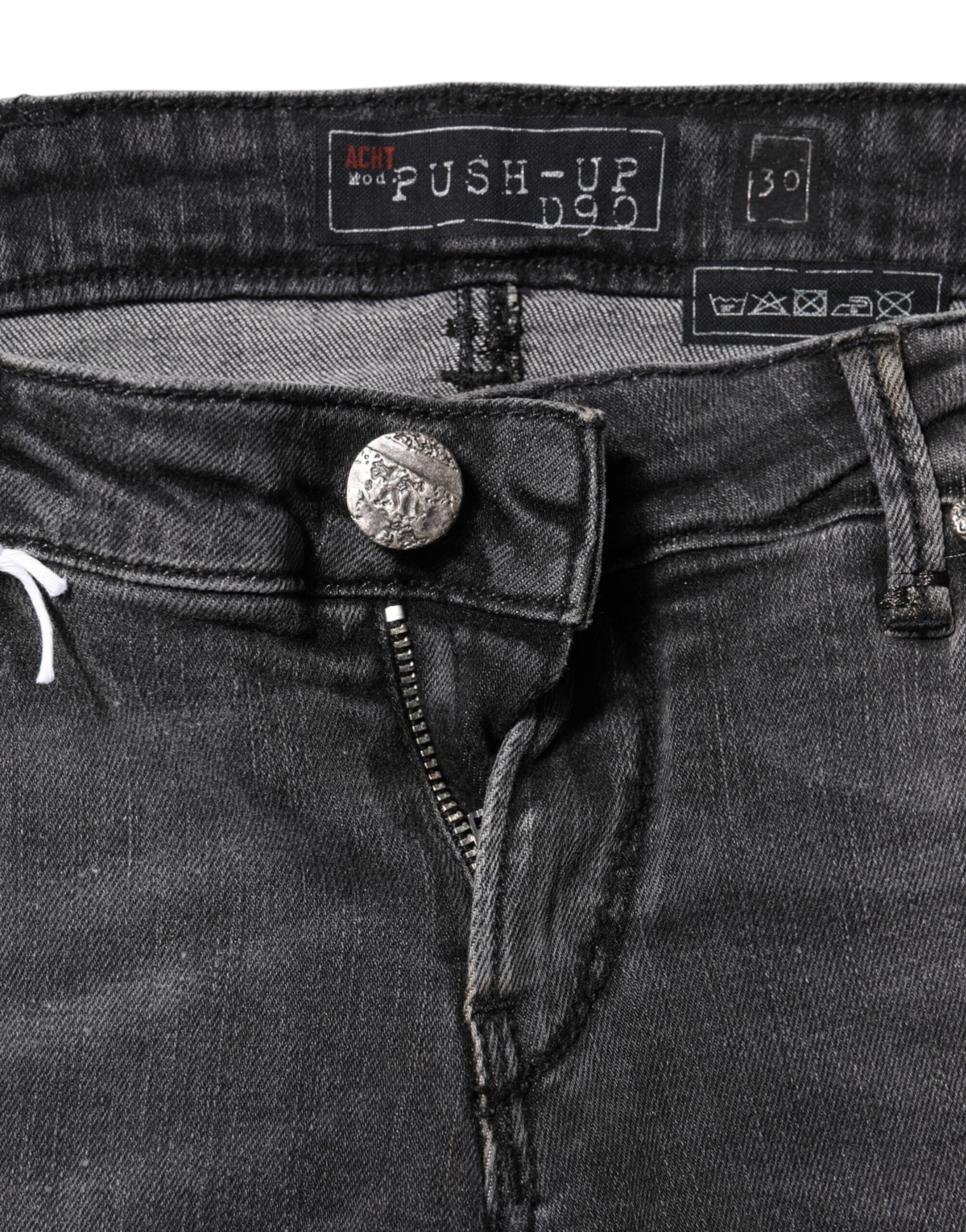 Mørkegrå bomulds slim fit denim lavtaljede denimjeans