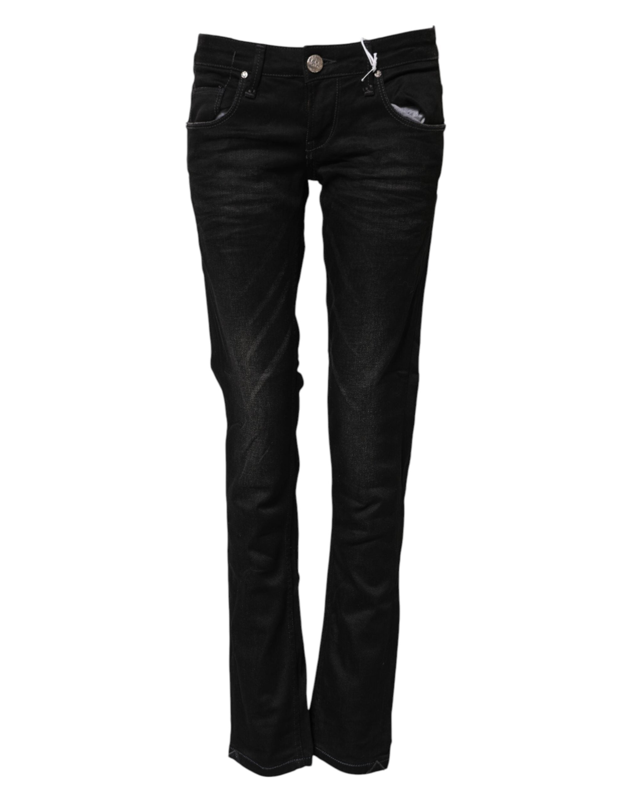 Sorte bomulds slim fit denim lavtaljede denimjeans