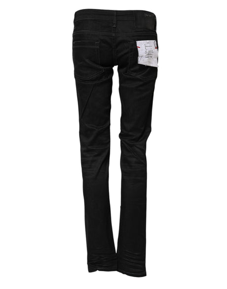 Sorte bomulds slim fit denim lavtaljede denimjeans