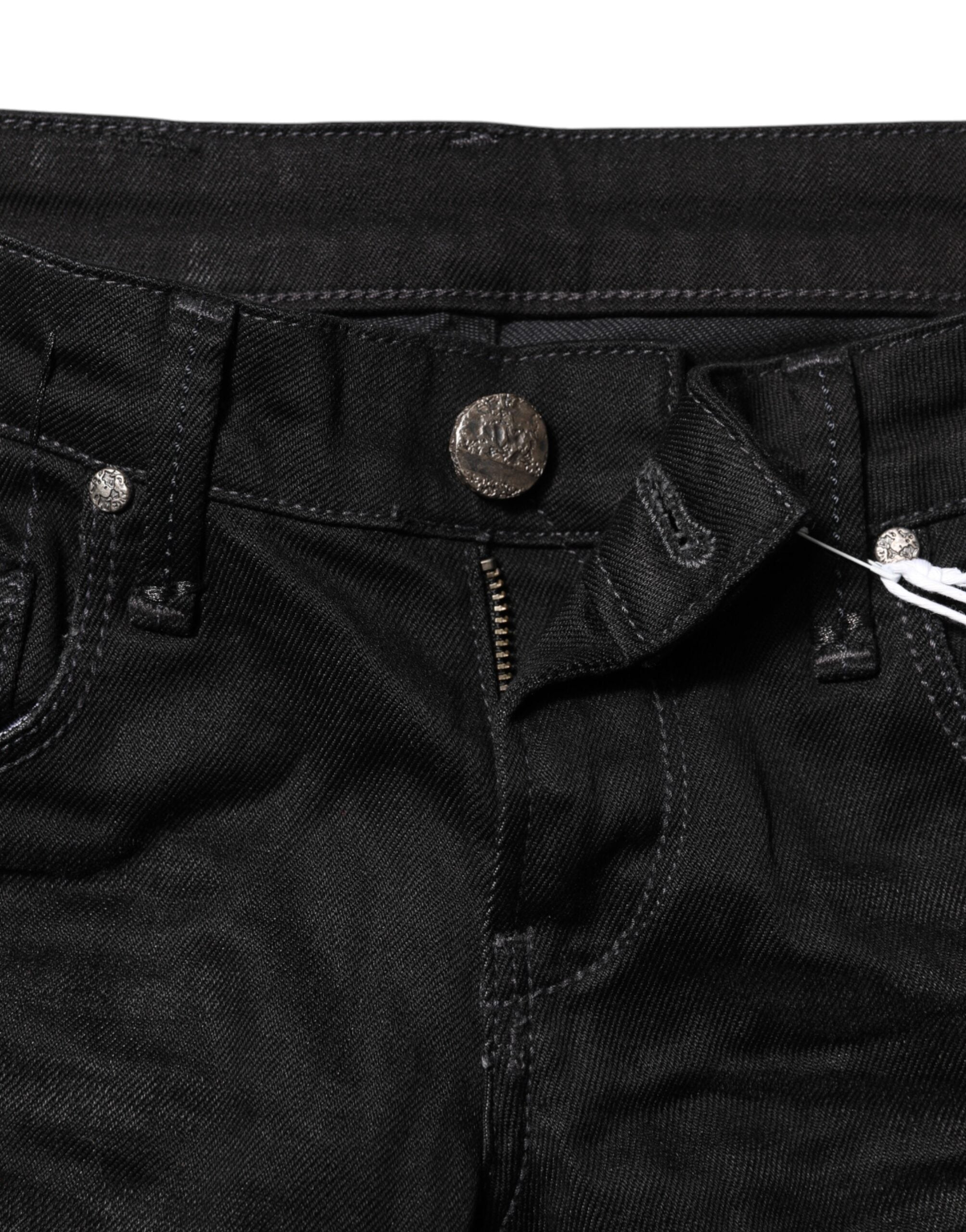 Sorte bomulds slim fit denim lavtaljede denimjeans