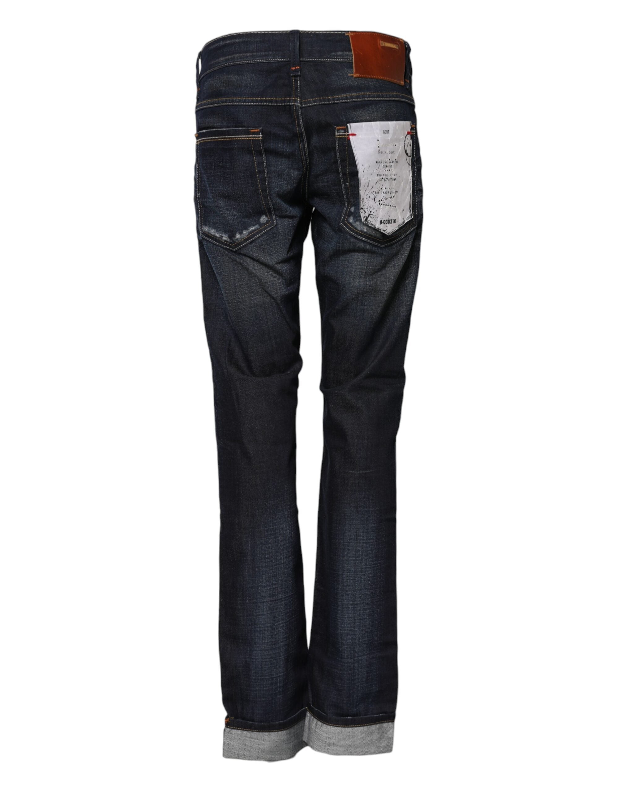 Blå vaskede bomulds jeans med mellemhøj talje og svajer