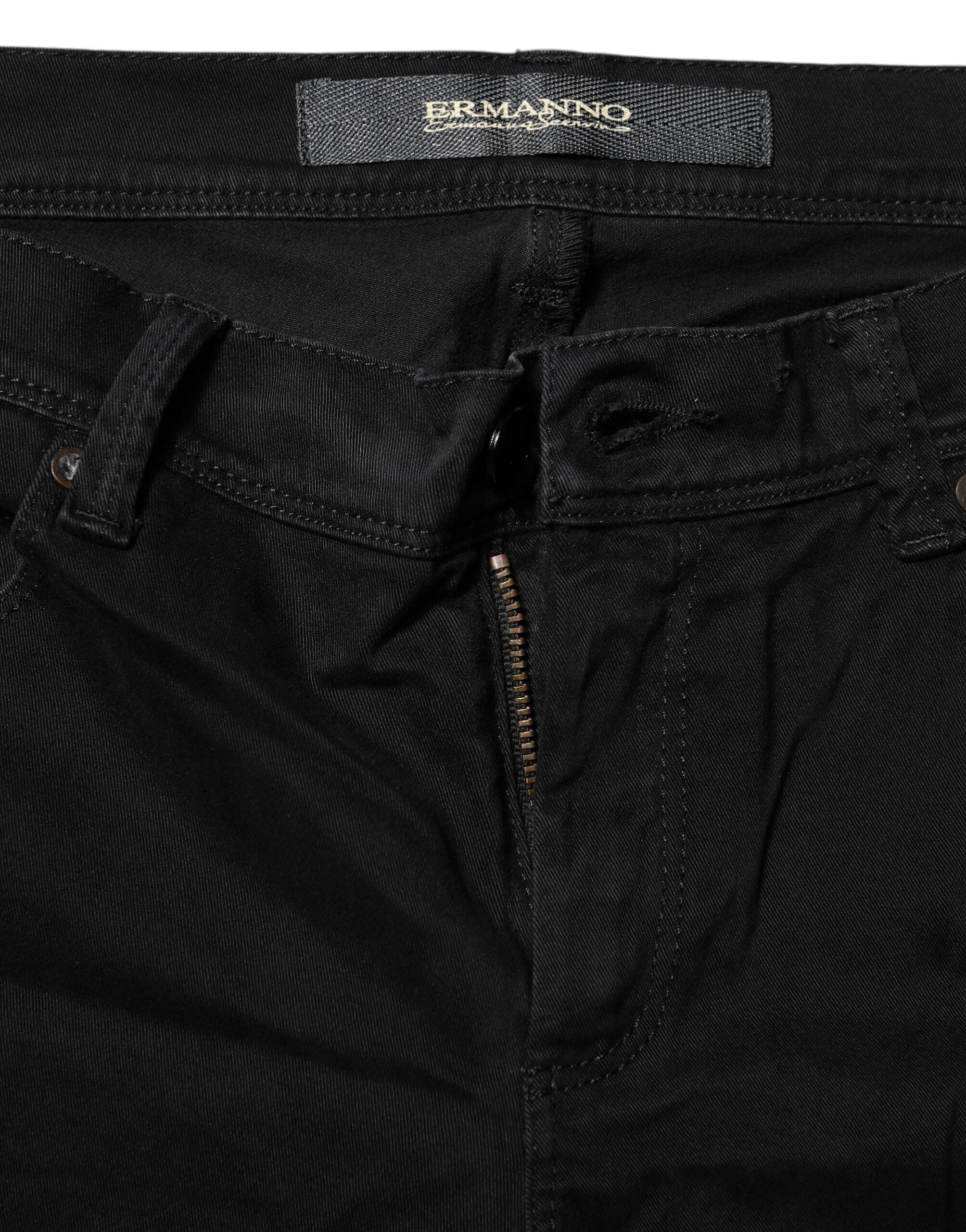 Ermanno Scervino Sorte Bomulds Stretch Flared Bootcut Denim Jeans