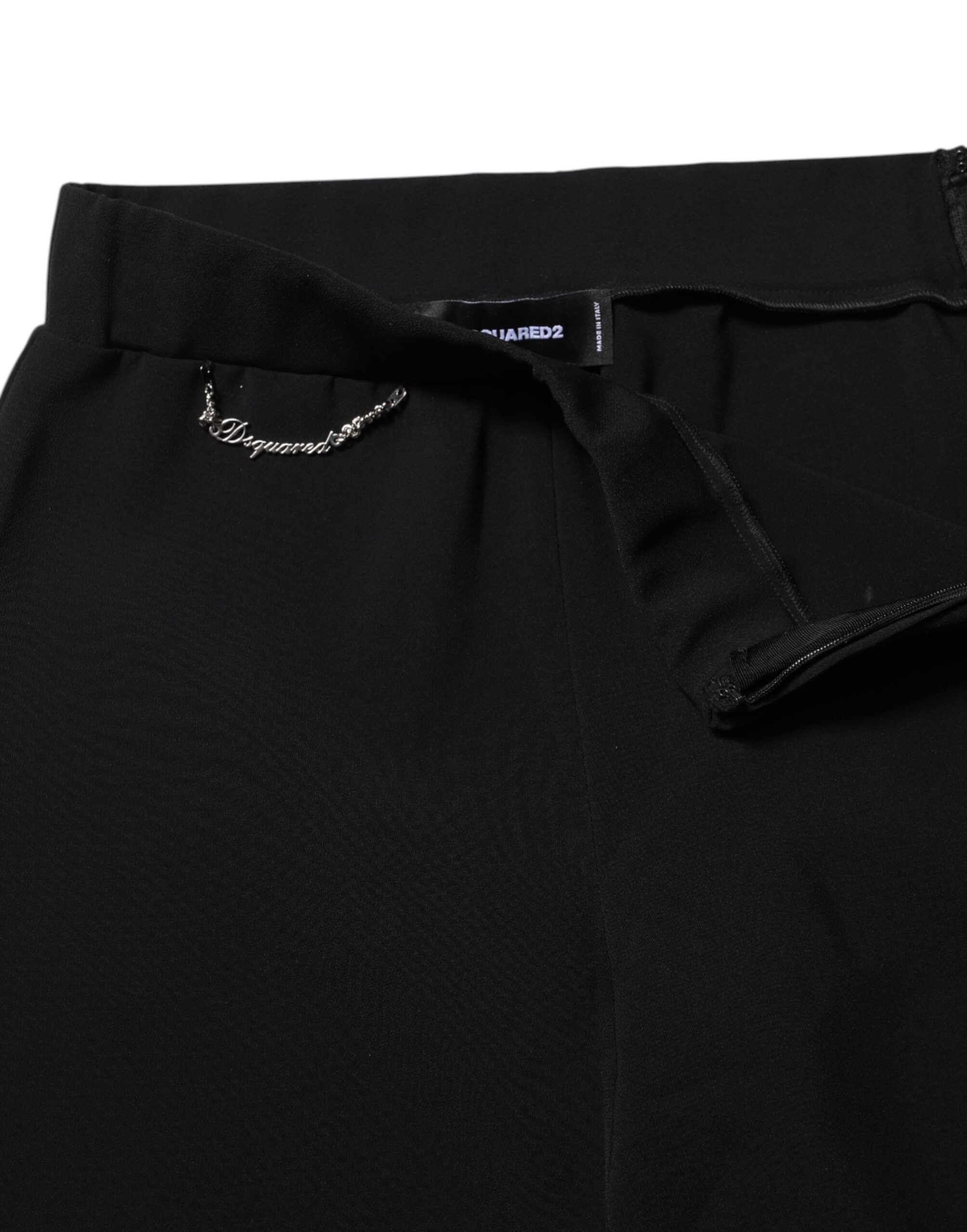 Dsquared² Sorte Polyester Højtaljede Flared Bukser