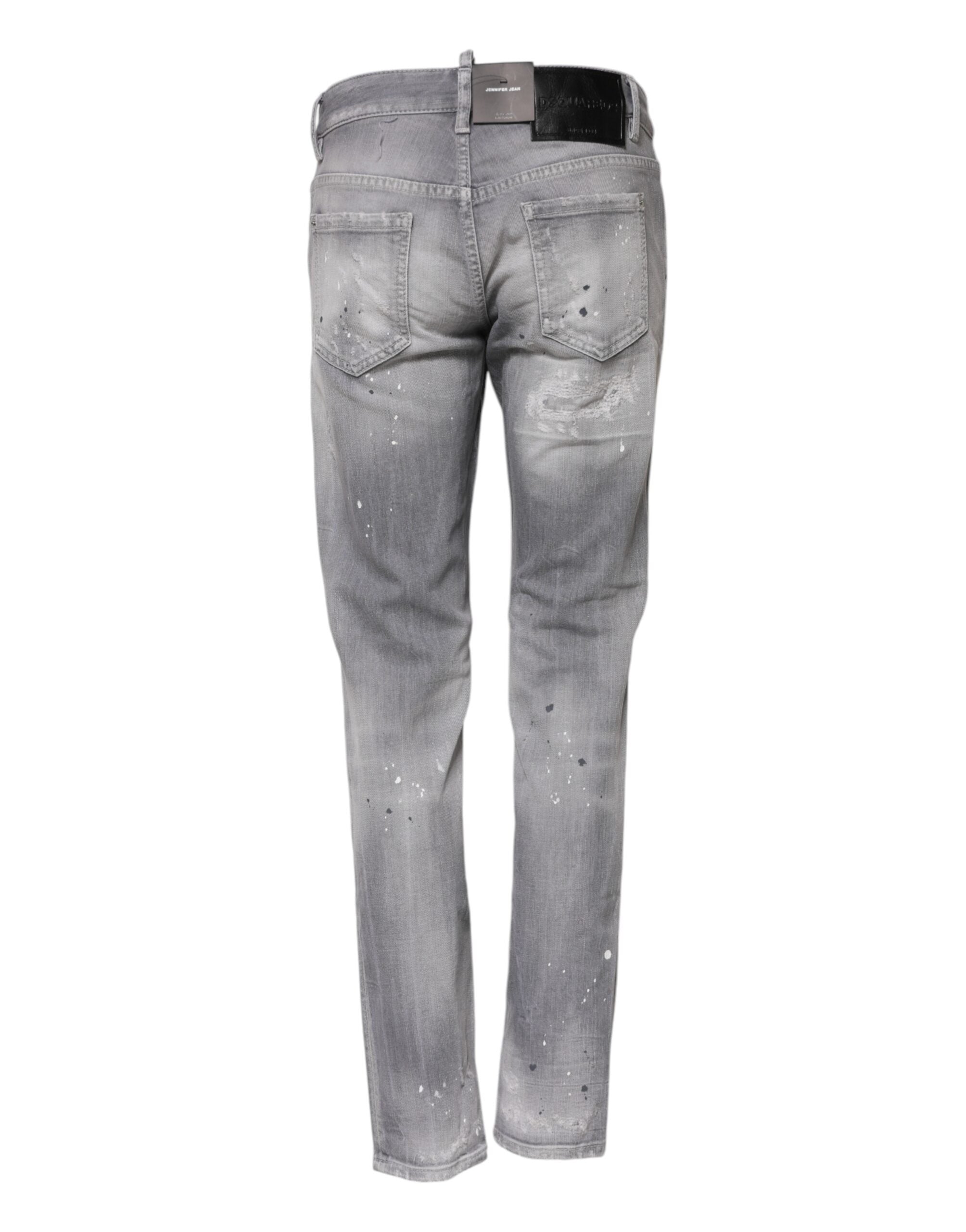 Dsquared² Grå Vaskede Mellemlange Tapered Denim Jeans