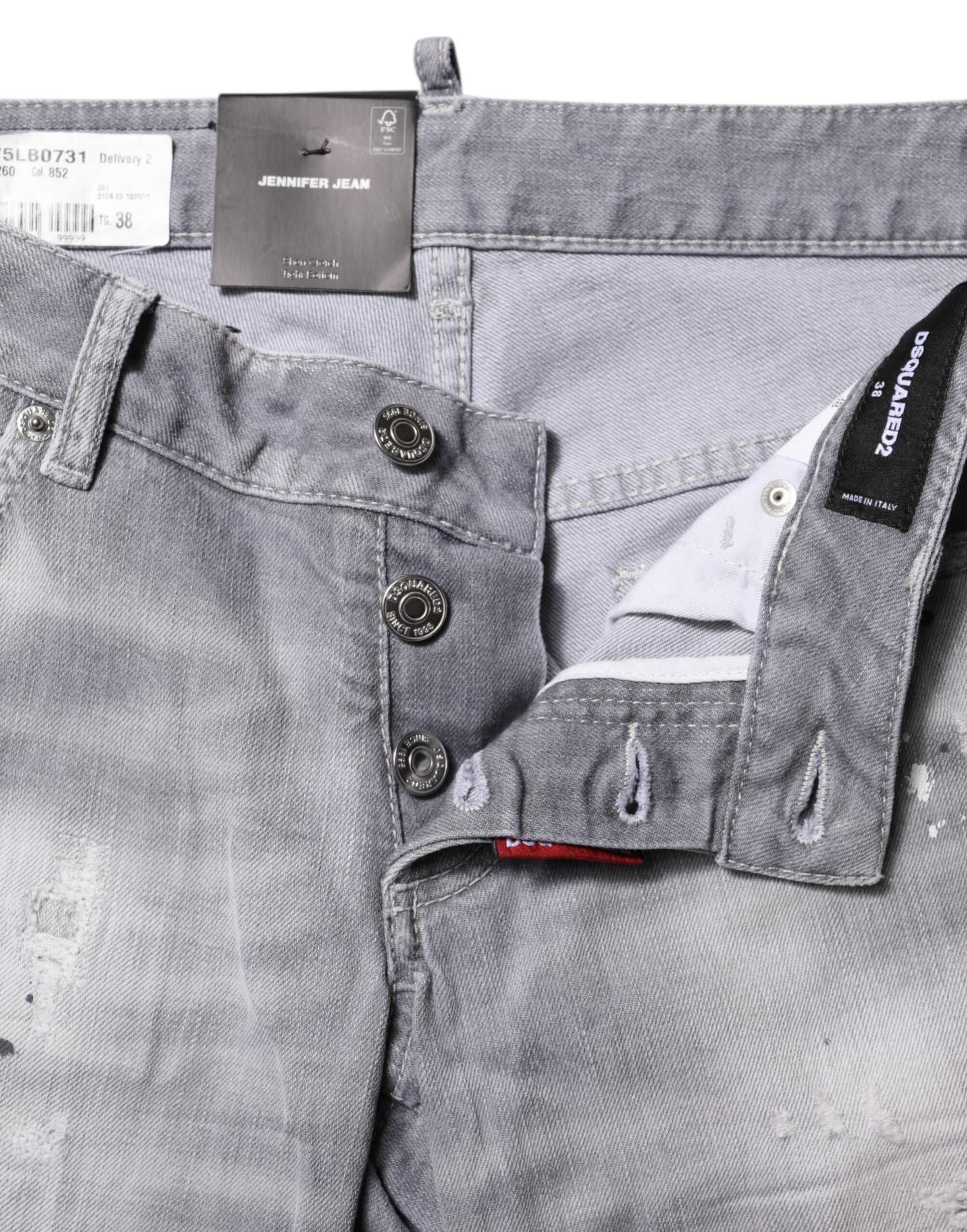 Dsquared² Grå Vaskede Mellemlange Tapered Denim Jeans