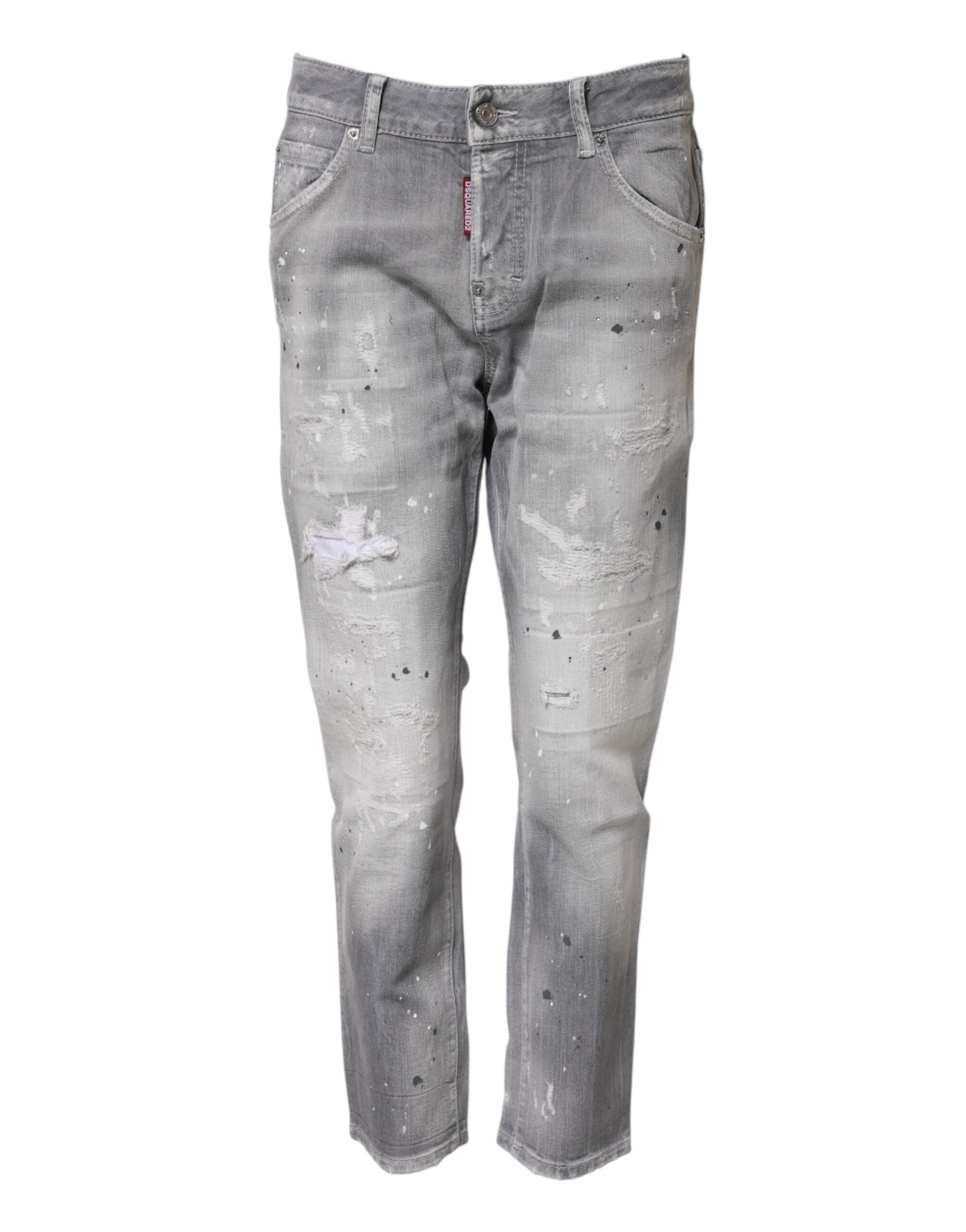 Dsquared² Grå Vaskede Mellemhøj Talje Tapered Jeans